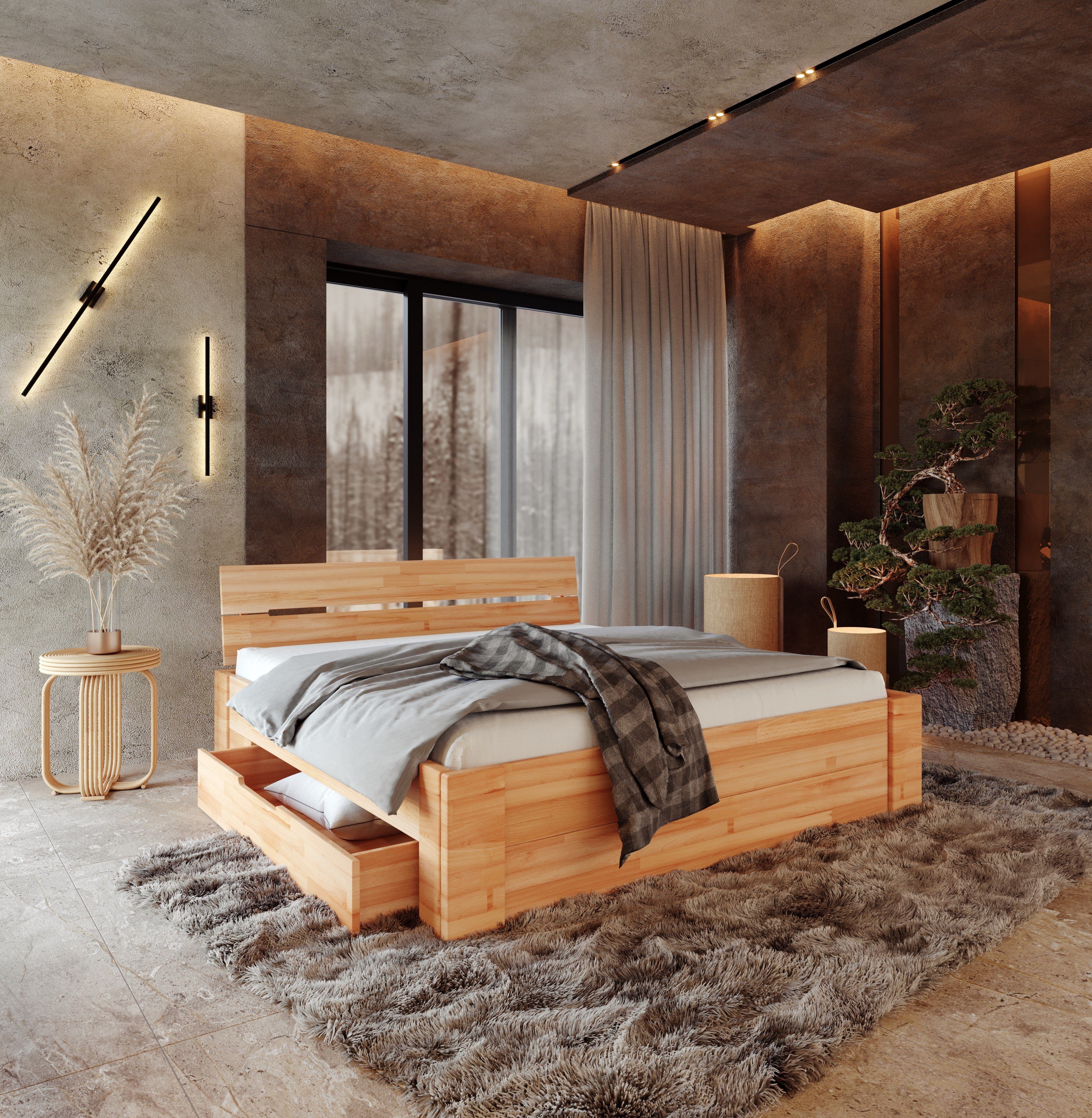Krok Wood Massivholzbett ELSA in Buche günstig online kaufen