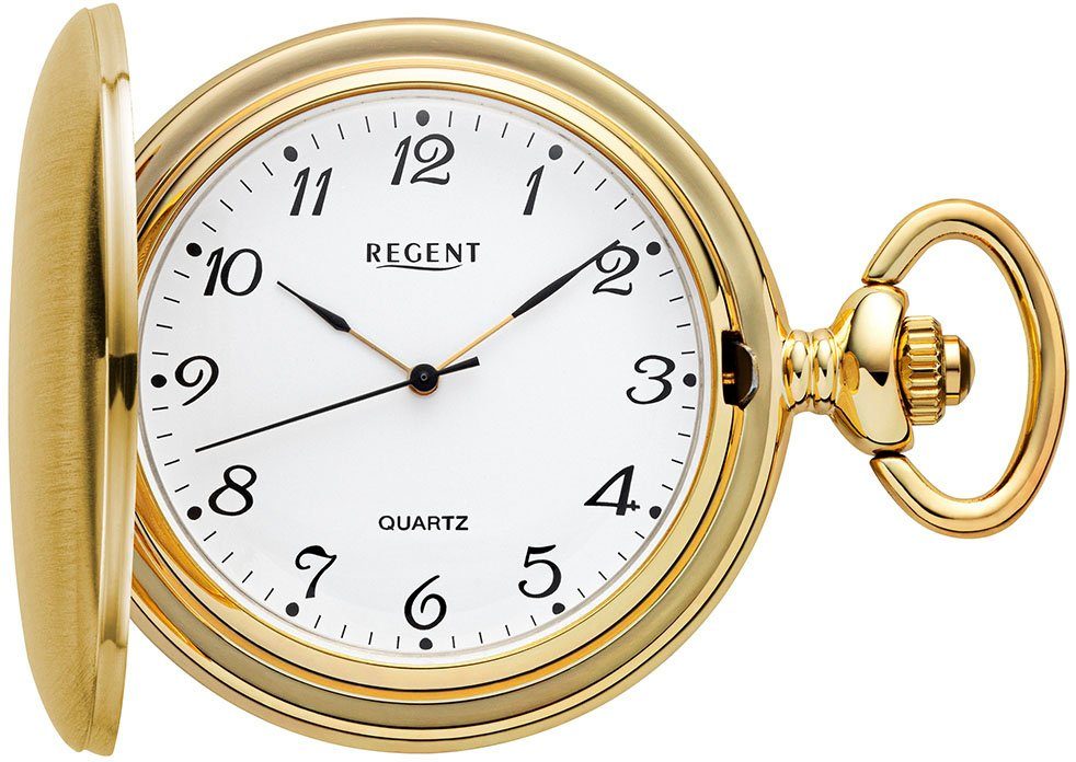 Regent Taschenuhr P736, (Set, 2-tlg., mit dazu passender Kette), Quarzuhr, Herrenuhr, Acrylglas