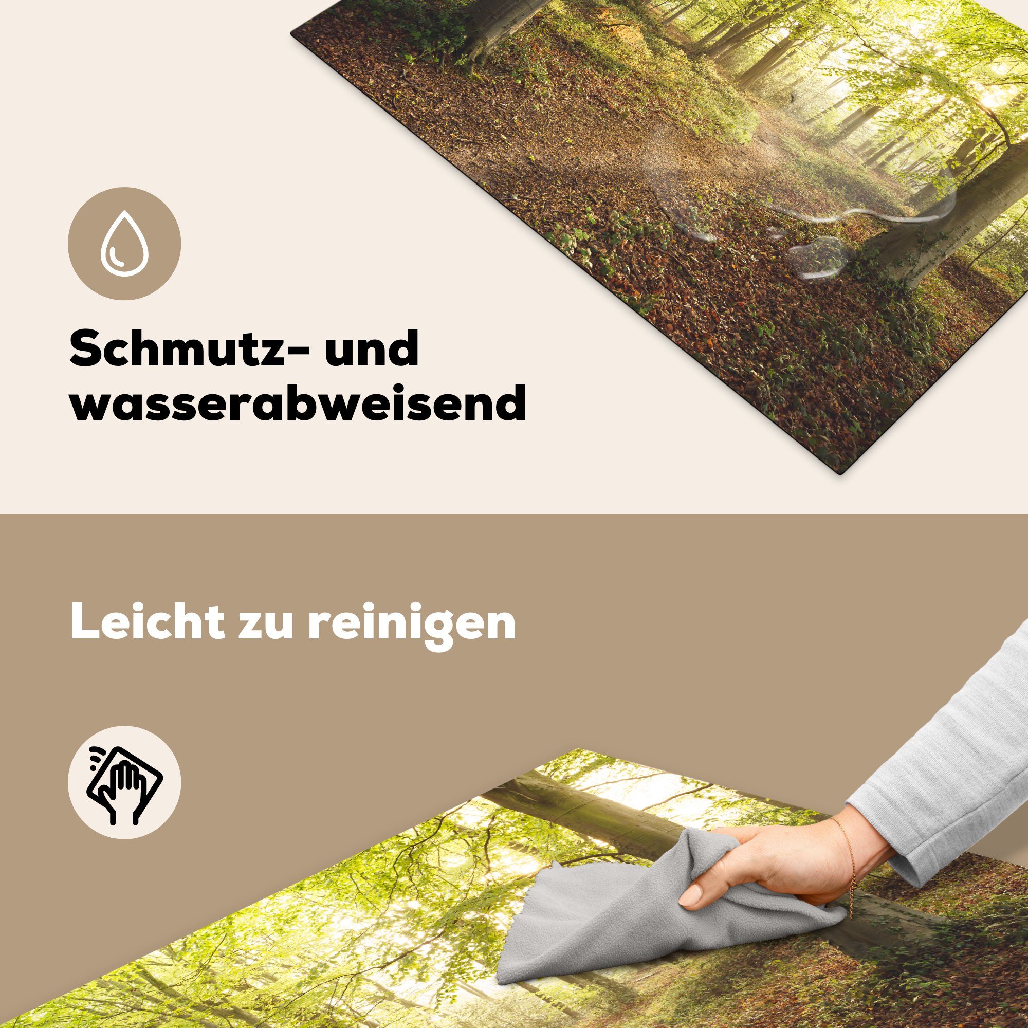 MuchoWow Herdblende-/Abdeckplatte Schutz Wald für Sonnenaufgang, Ceranfeldabdeckung Induktionskochfeld 81x52 cm, küche, (1 Vinyl, Weg - tlg), die 