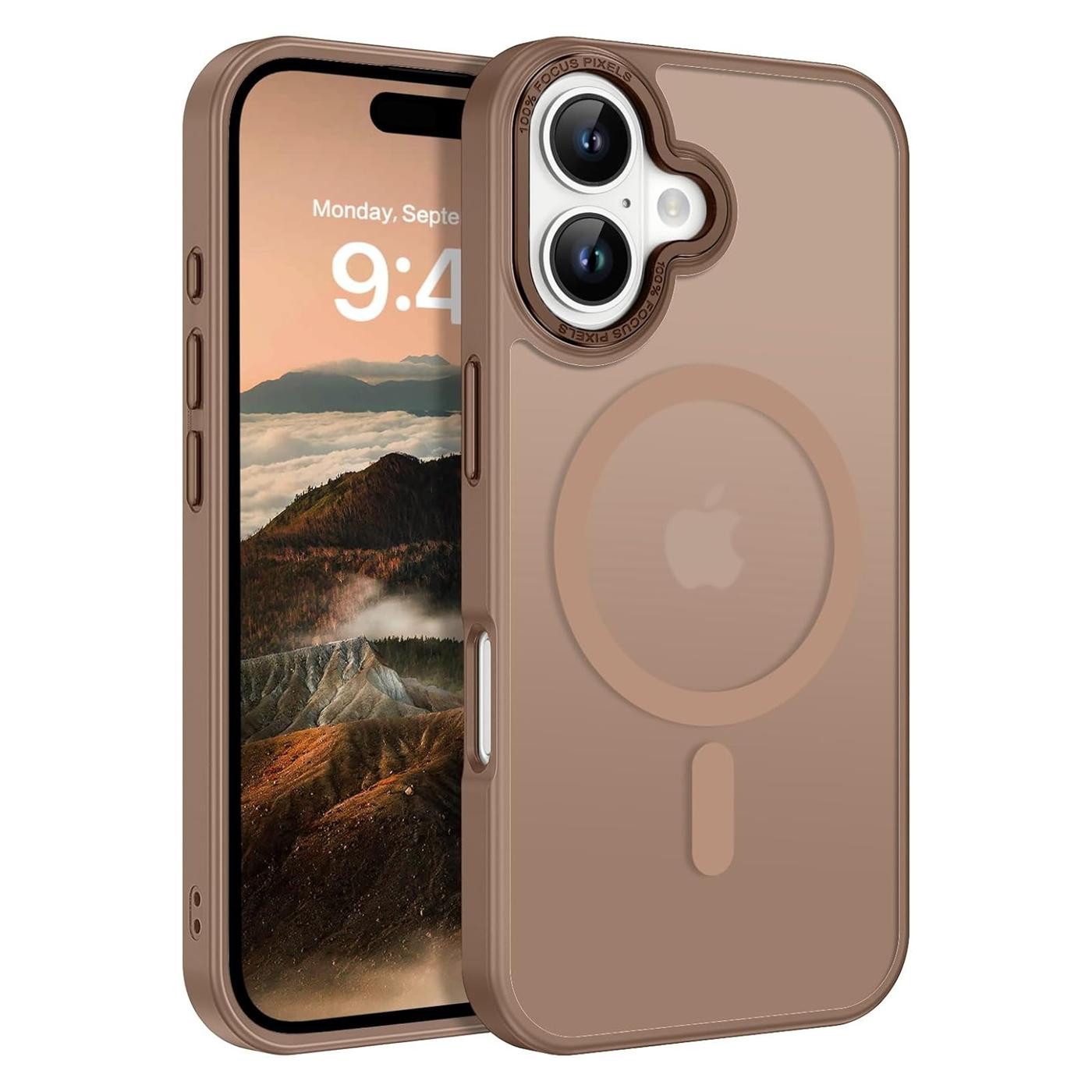 CoolGadget Handyhülle Magnet Hülle für iPhone 17 Schutzhülle mit Metall Kamerarahmen 6,3 Zoll, magnetisches Schutzcase Matt Stoßfest kompatibel mit Magsafe Zubehör