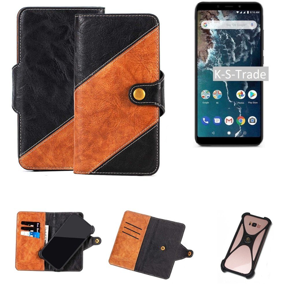 K-S-Trade Handyhülle für Xiaomi Mi A2, Handyhülle Schutzhülle Bookstyle Case Wallet-Case Handy Cover