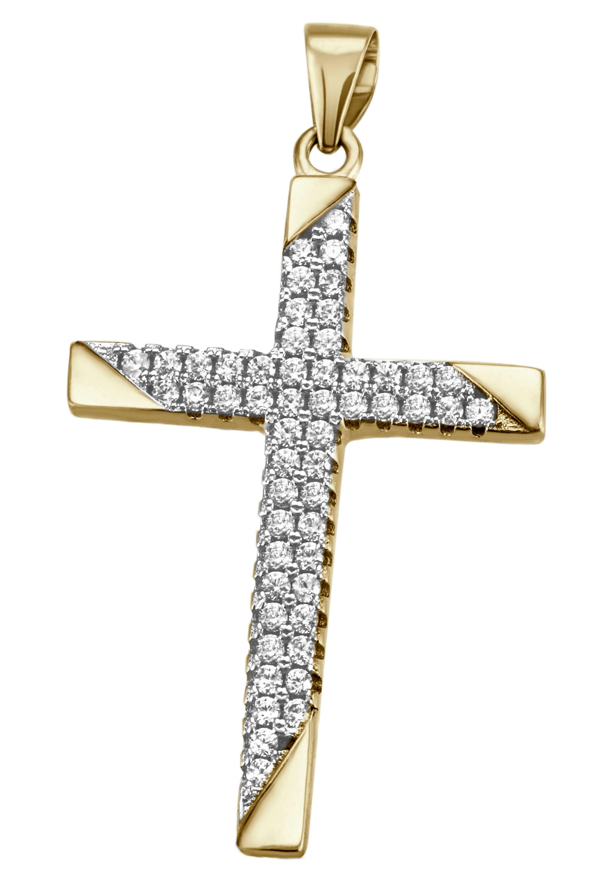 Firetti Kettenanhänger Schmuck Geschenk Silber 925 Halsschmuck Anhänger Kreuz, mit Zirkonia (synth)