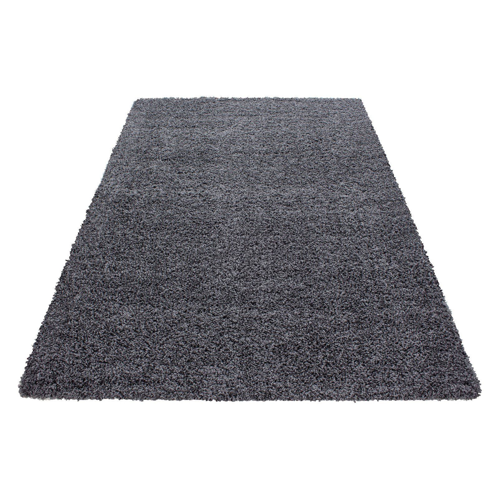 Hochflor-Teppich Shaggy Wohnzimmer Schlafzimmer Hochflorteppich meliert, Angeycasa Grau