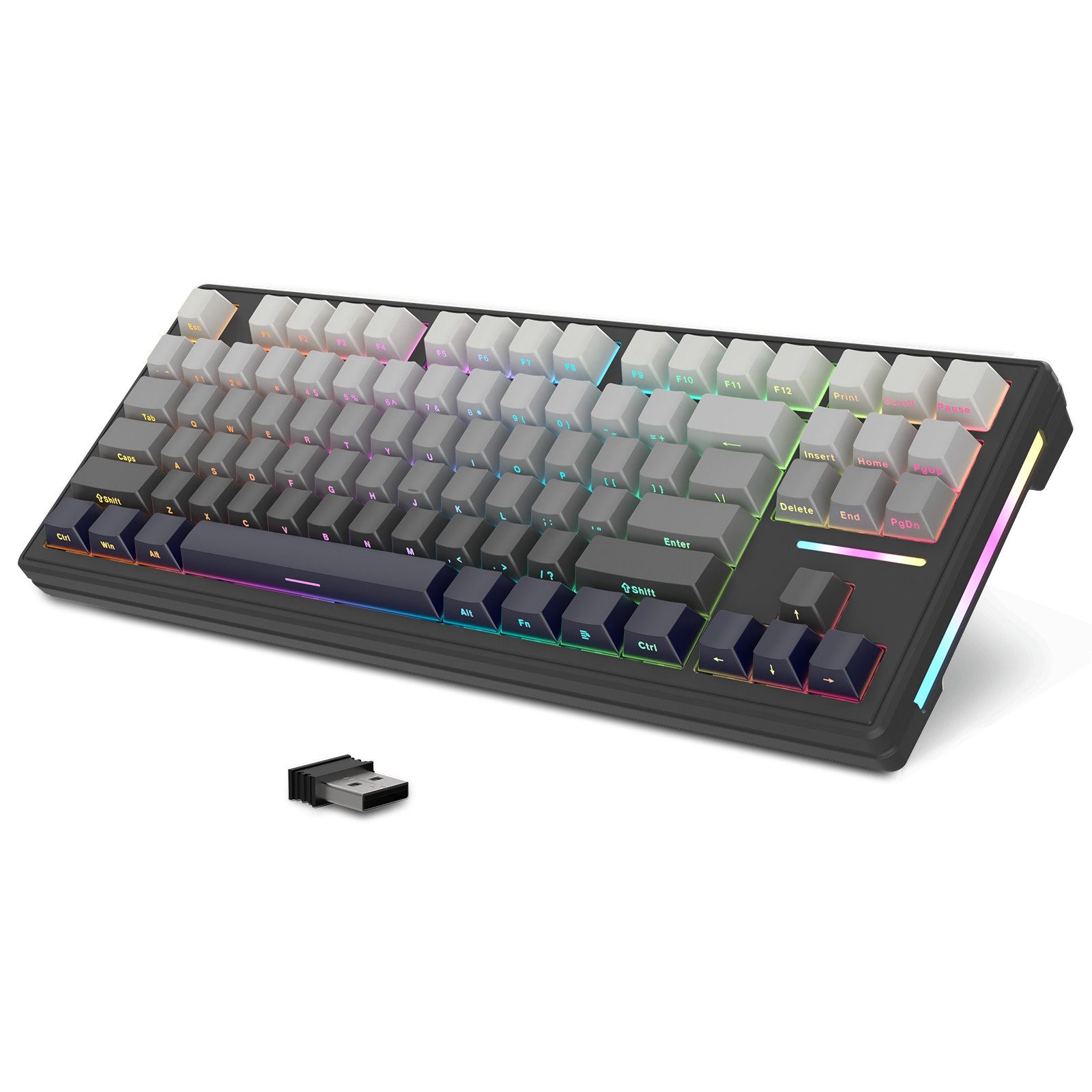 ATTACK SHARK M87 80% Kabellose Gaming-Tastatur, 27 RGB, TKL,Hot-Swap-Linearschalter Gaming-Tastatur (PBT-Tastenkappe,Anti-Ghosting)
