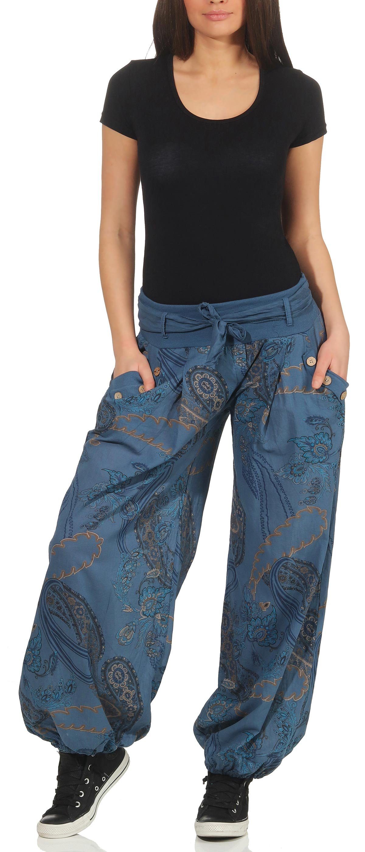 malito more than fashion Haremshose Jerseybund jeansblau mit Hose Einheitsgröße 3485 bequeme elastischem