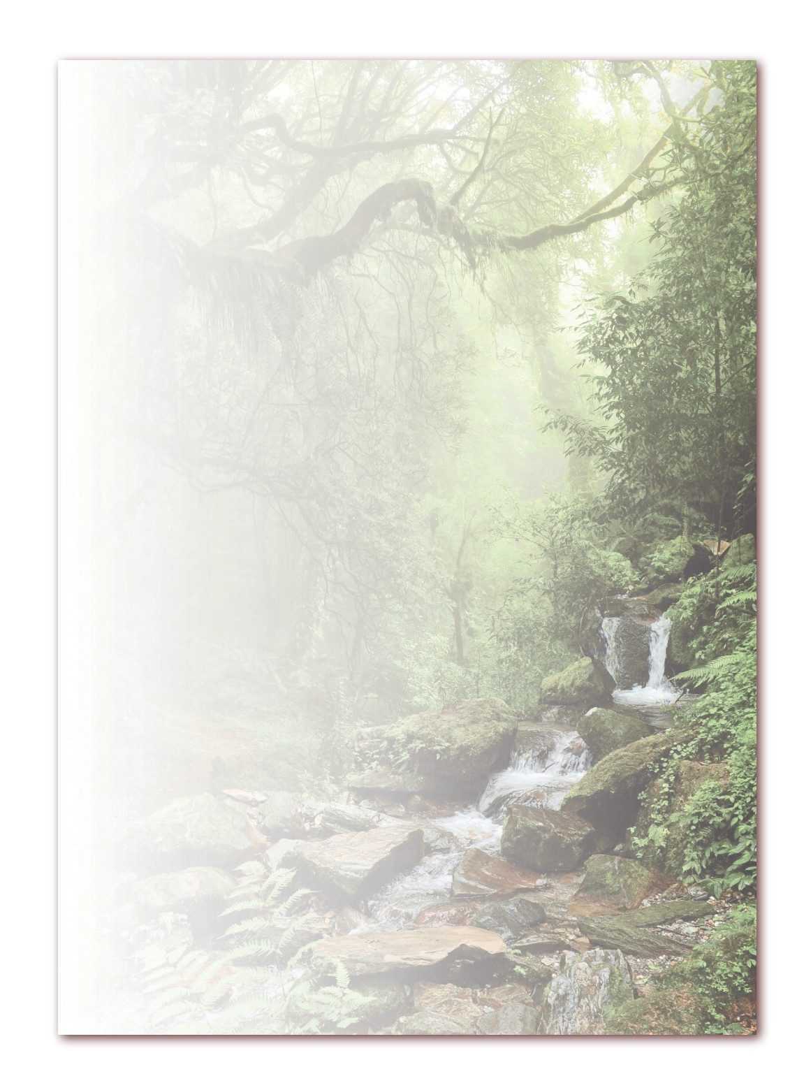 Briefpapier Motivpapier Waldbach über Steine, grüne Bäume, DIN A4 (Bach-5176)