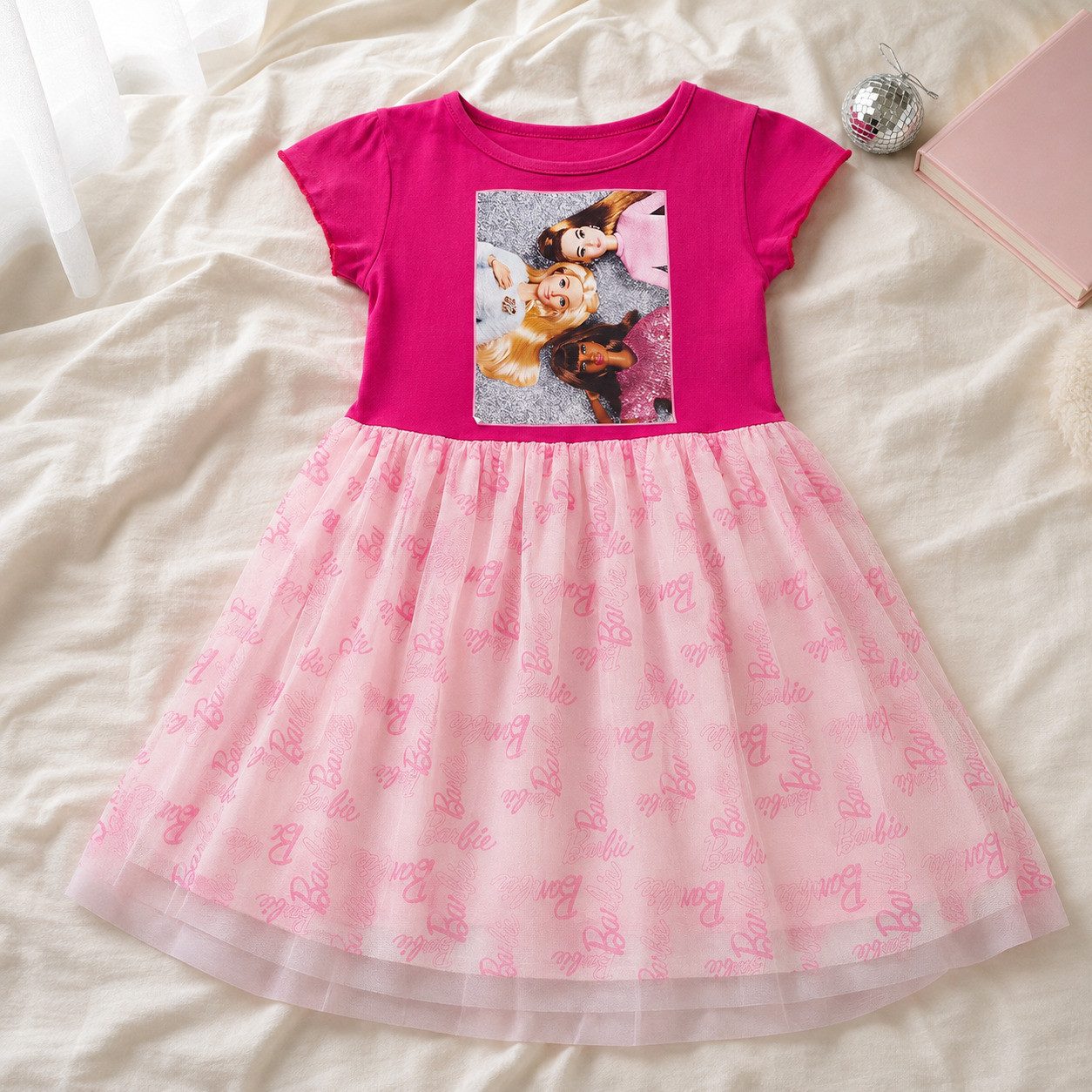 Barbie Sommerkleid Barbie and Freinds Kinder Mädchen Sommerkleid Kleid Gr 98-128 Baumwolle