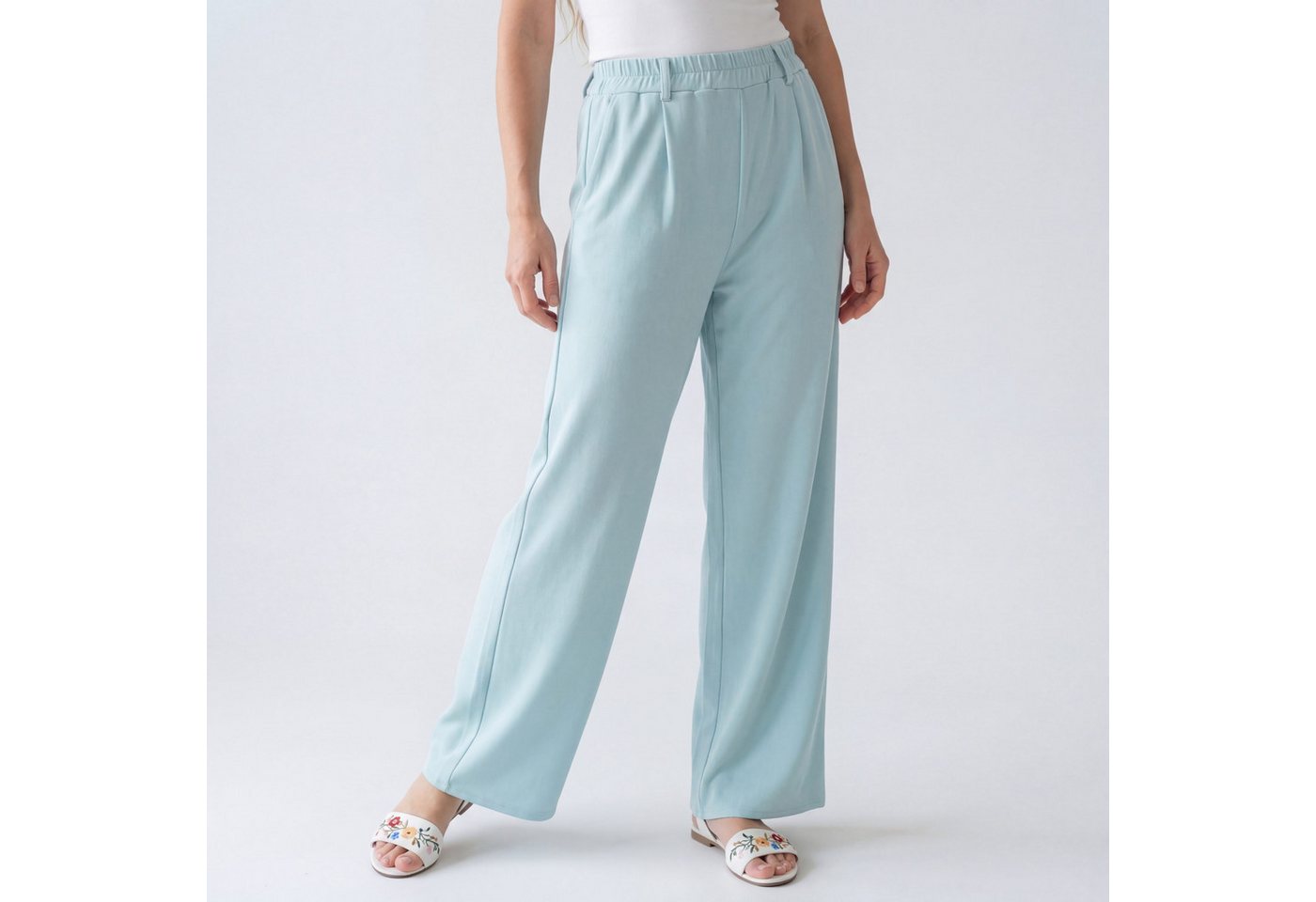 OriginalYou Culotte Damen Culotte Wide Leg Freizeithose leichte Sommerhose mit Stretchbund, erhältlich in Größe 36 bis 44
