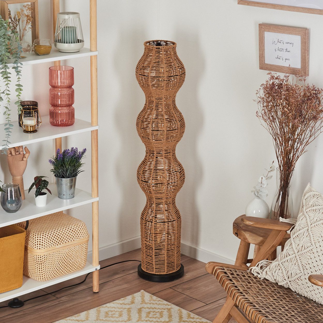 hofstein Stehlampe Stehlampe mit Schirm aus Rattan im skandinavischen Desig günstig online kaufen