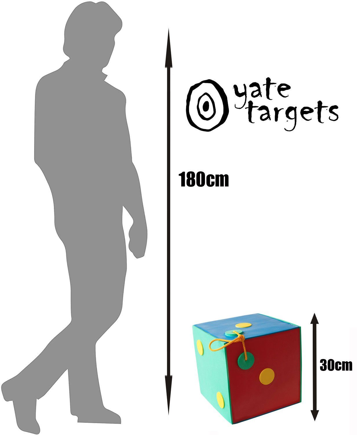 Yate Targets Cube Pfeilentfernung, Bogenschießen YATE 3 bunt 30cm Zielscheibe einfache bunt, Variante Schießwürfel Wetterfest