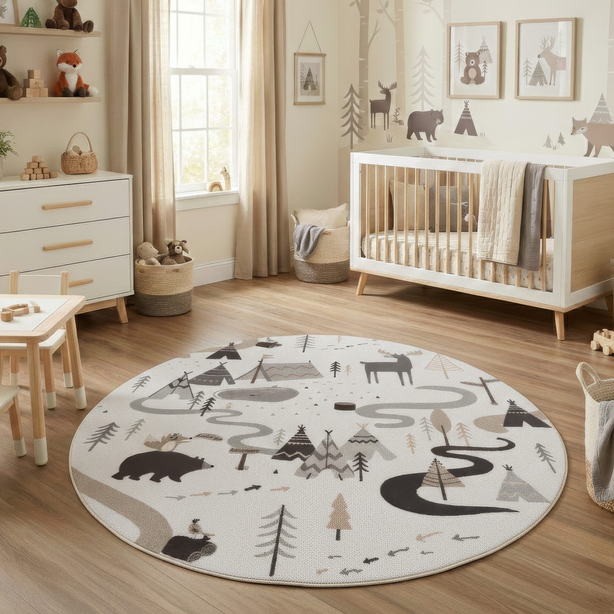 Carpettex Kinderteppich Boho Little Adventure, Rund, Höhe: 8 mm