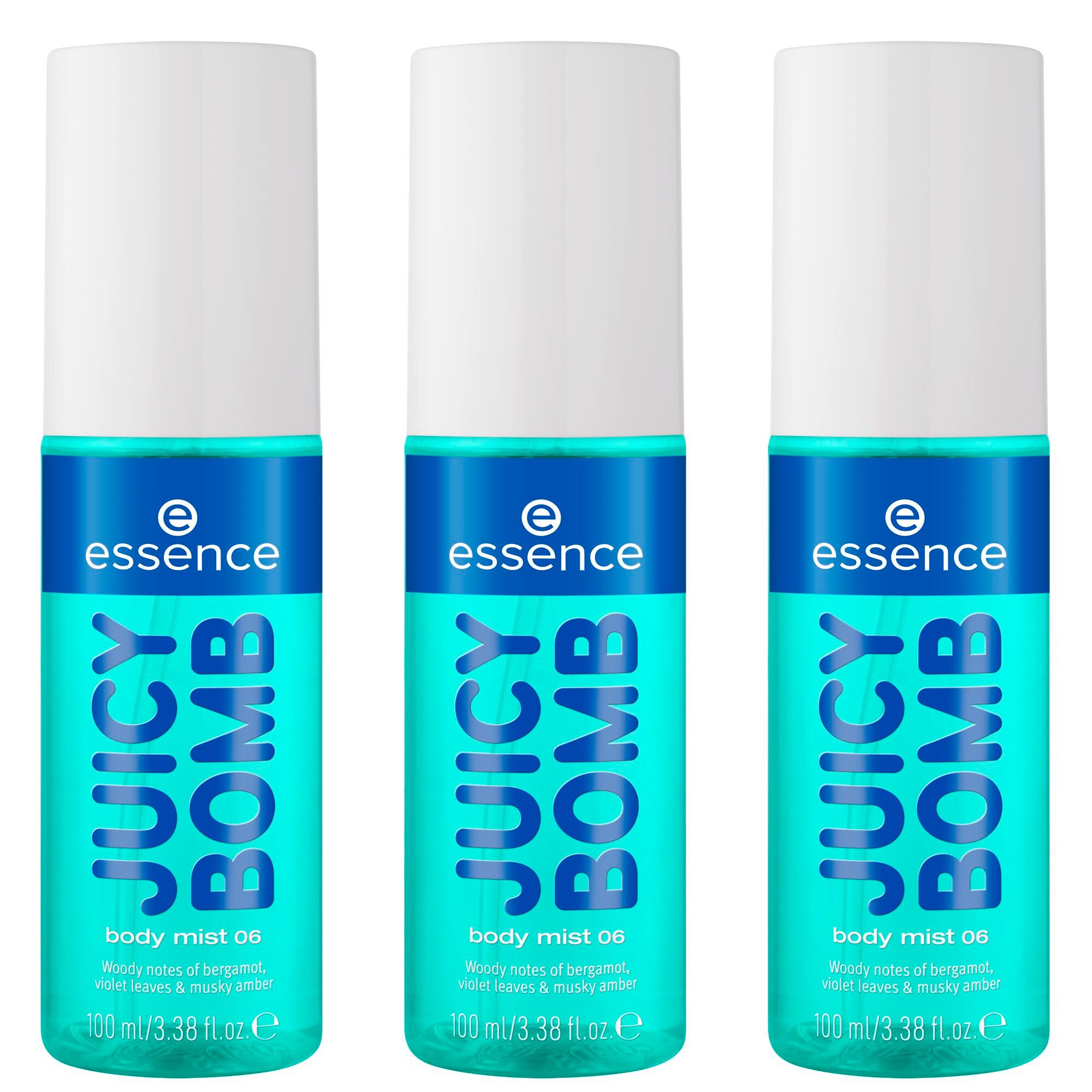 Essence Körperspray essence JUICY BOMB body mist 06 Moody Musk, 3-tlg.