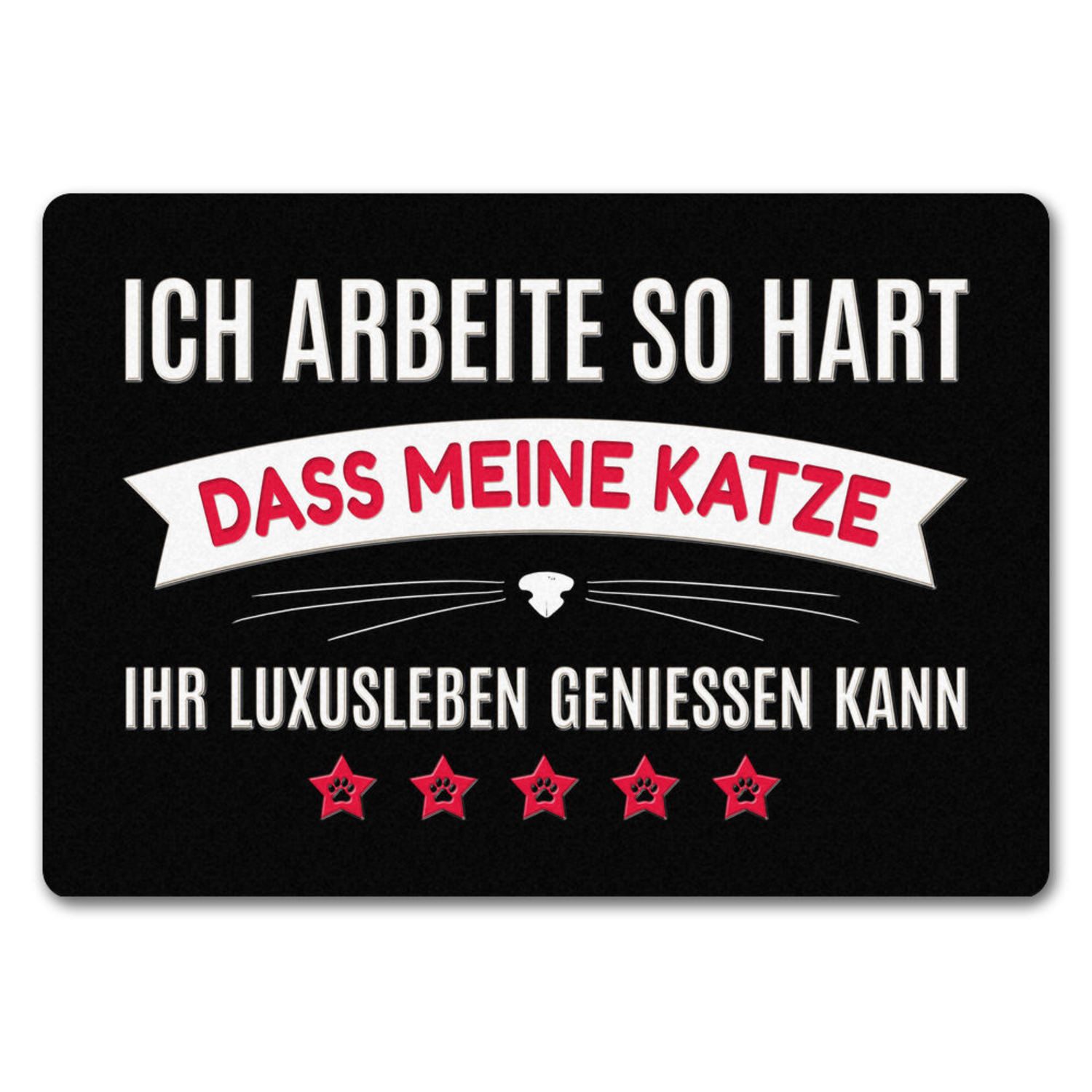 Fußmatte Luxusleben Katze Fußmatte ohne Rand in rot mit Barthaar Motiv