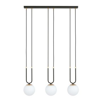 Licht-Erlebnisse Pendelleuchte INA, ohne Leuchtmittel, Glas Metall H: max. 115 cm in Schwarz Weiß Gold E14 3-flammig Modern