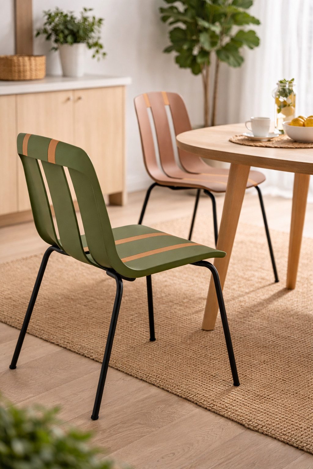 JVmoebel Esszimmerstuhl Designer Streifenstuhl aus robustem Kunststoff in elegantem Design (1 St)