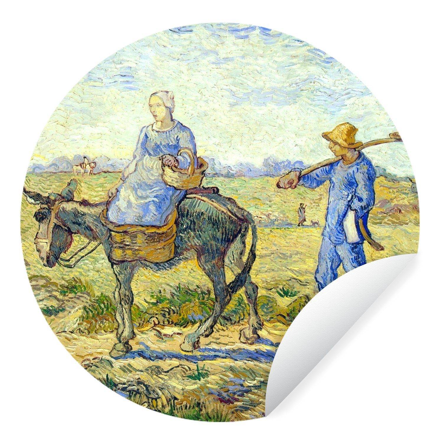 (1 dem MuchoWow van Gogh Vincent auf Gemälde St), Rund, Tapetenkreis Wandsticker Kinderzimmer, zur - für Arbeit von Bauernpaar Weg Tapetenaufkleber, Wohnzimmer