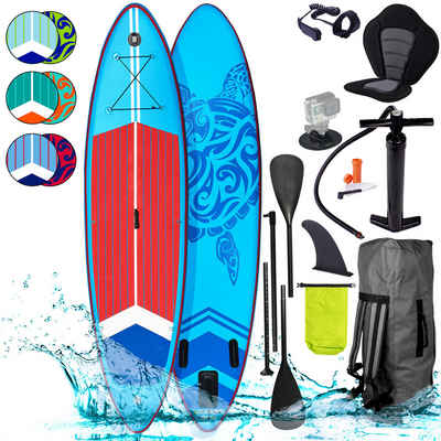 BRAST SUP-Board SUPER Set, Aufblasbares Stand up Paddle, 320x81x15cm, extra Zubehör, 5 Jahre Garantie, inkl. Fußschleife Paddel Rucksack Pumpe