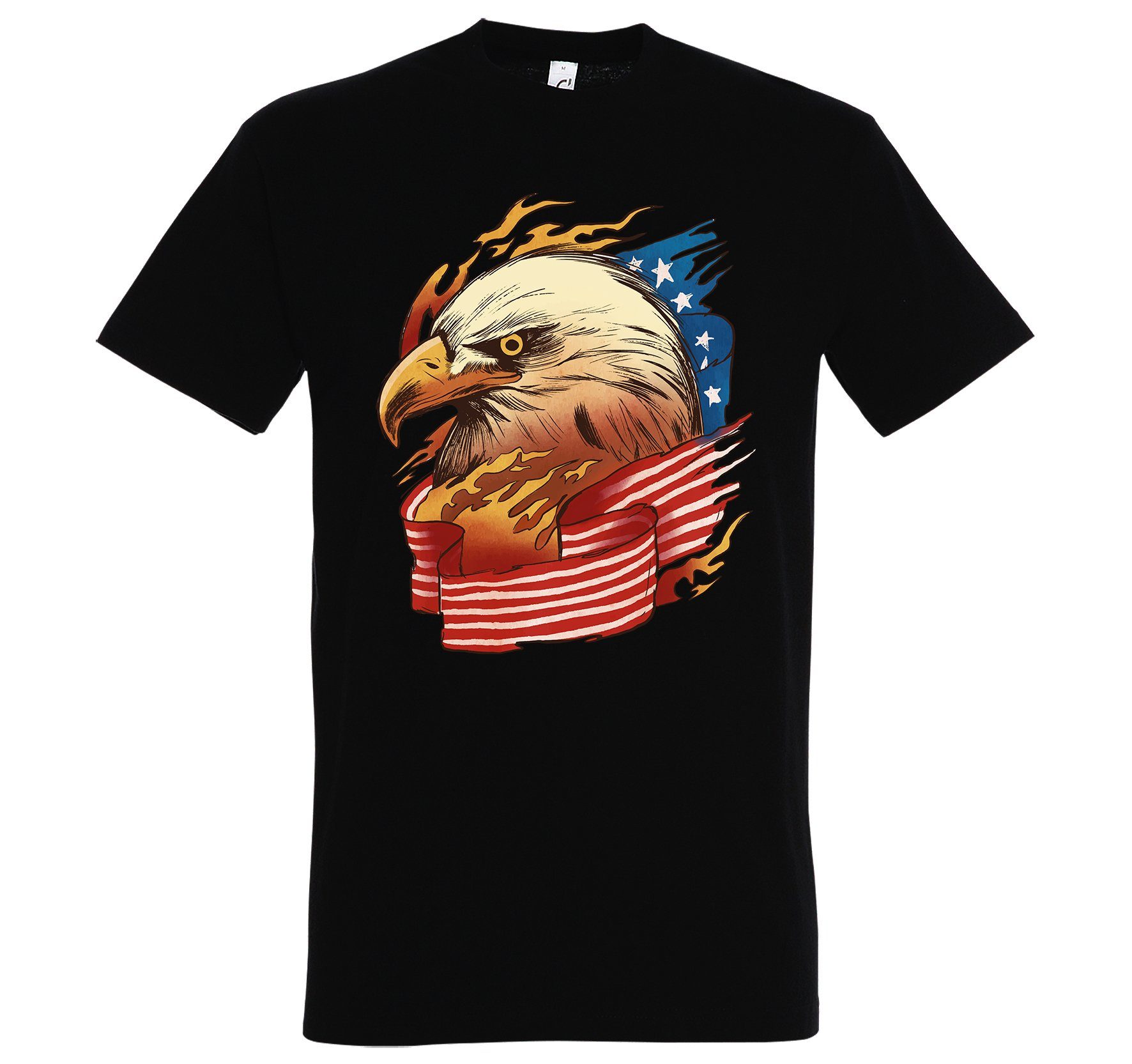Youth Designz T-Shirt Adler USA American Eagle Flagge Herren Shirt mit trendigem Frontprint Schwarz