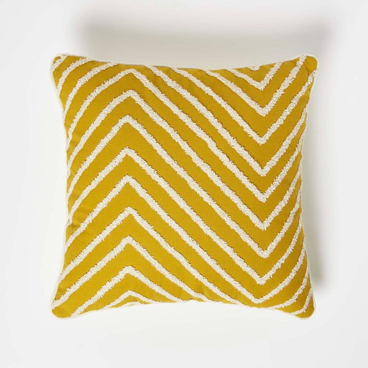 Homescapes Dekokissen Tufted Kissen senfgelb 45 x 45 cm Dekokissen
