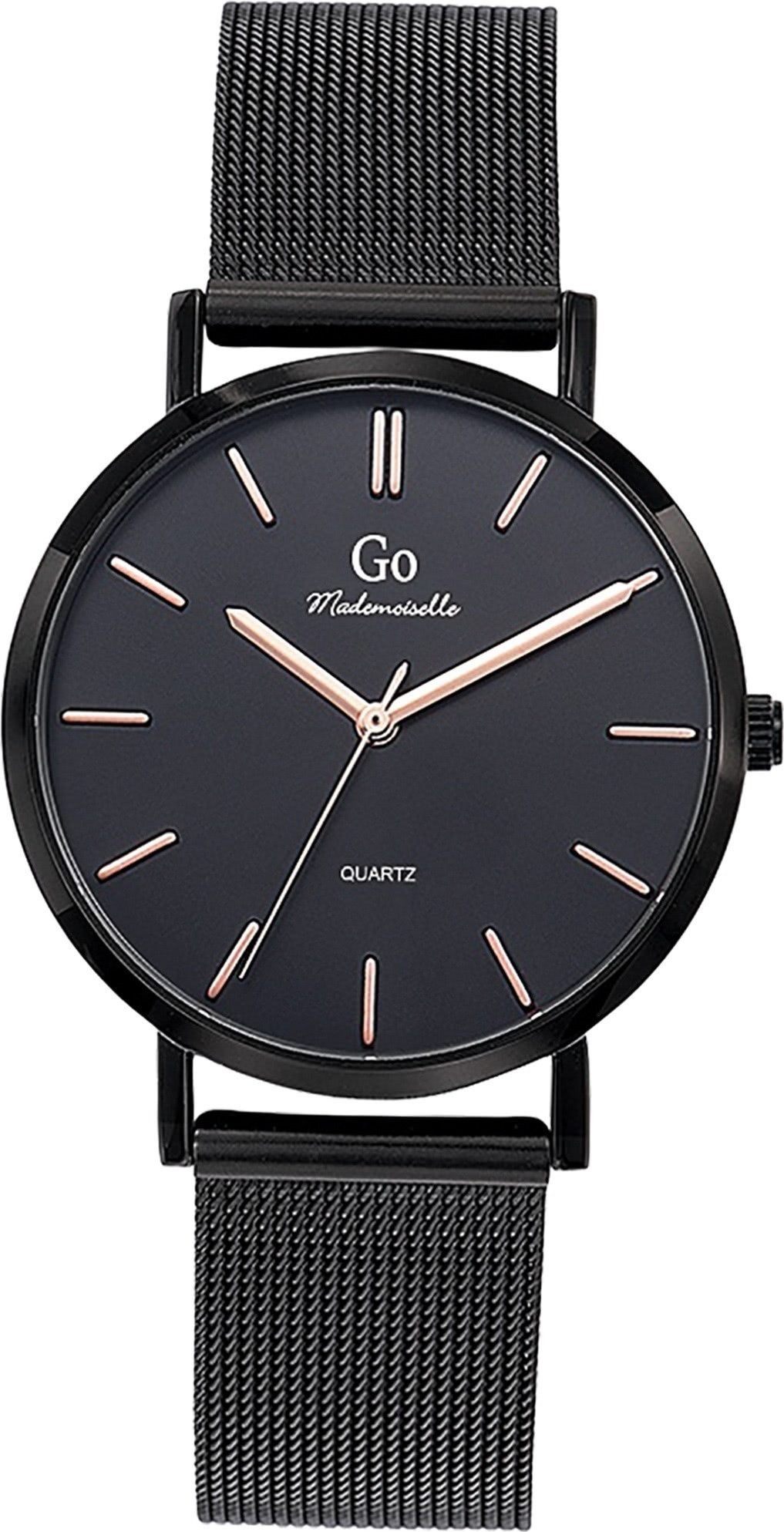 Girl Only Quarzuhr Girl Only GO Damen Armbanduhr, (Analoguhr), Damenuhr GO schwarz, mittel (ca. 34mm) Edelstahlarmband, Fashion-Style