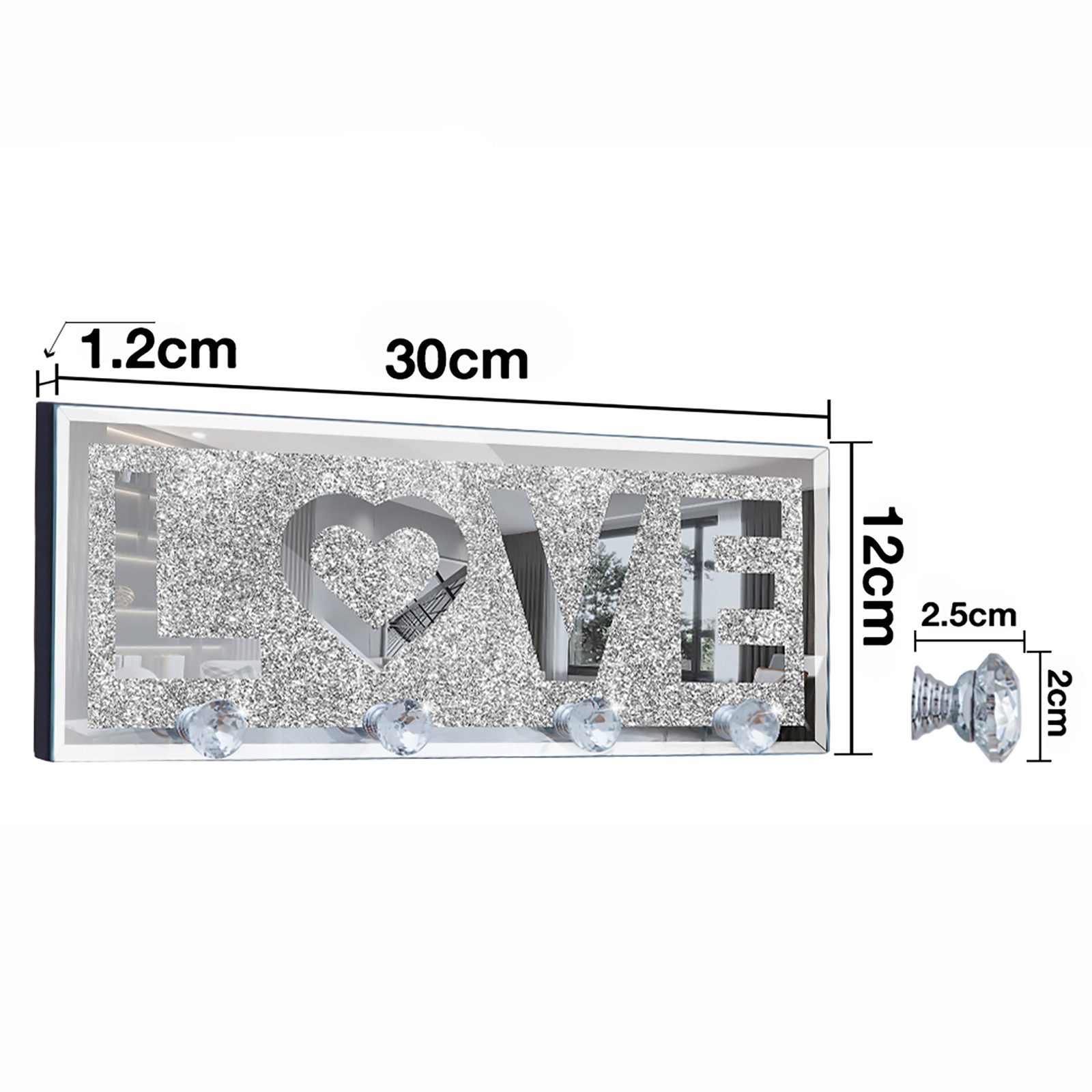 Yorbay Schlüsselbrett LOVE Schlüsselhalter mit Kristall-Haken, günstig online kaufen