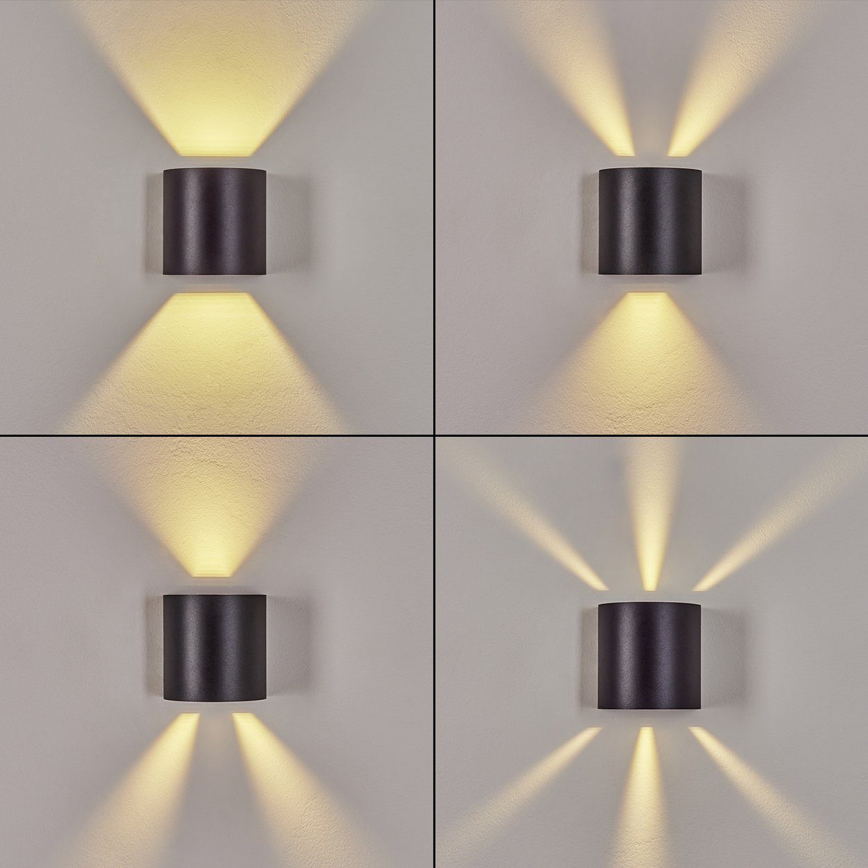 hofstein Außen-Wandleuchte LED aus in Lichteffekt, Kelvin, 400 Wandleuchte Watt, Metall Lumen, m. wechselbar, 10 LED 3000 IP54 moderne verstellbarem Schwarz