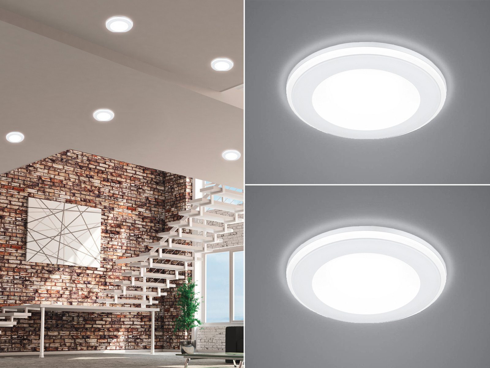 meineWunschleuchte LED Einbaustrahler, LED fest integriert, Warmweiß, Deckeneinbauleuchten 2er Set, Einbau Decken-spot Weiß für die Decke