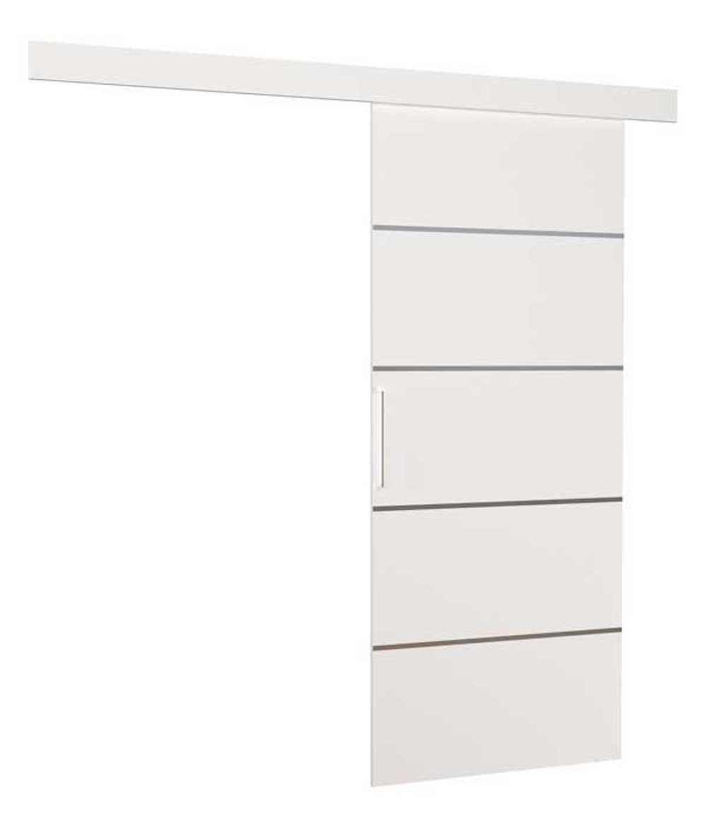 Feldmann-Wohnen Schiebetür Tony (mit Soft-Close Funktion, einfache Selbstmontage, 1-St., universelle Montage der Türen möglich (links/rechts), 86x1,6x205cm weiß inklusive Schiebesystem