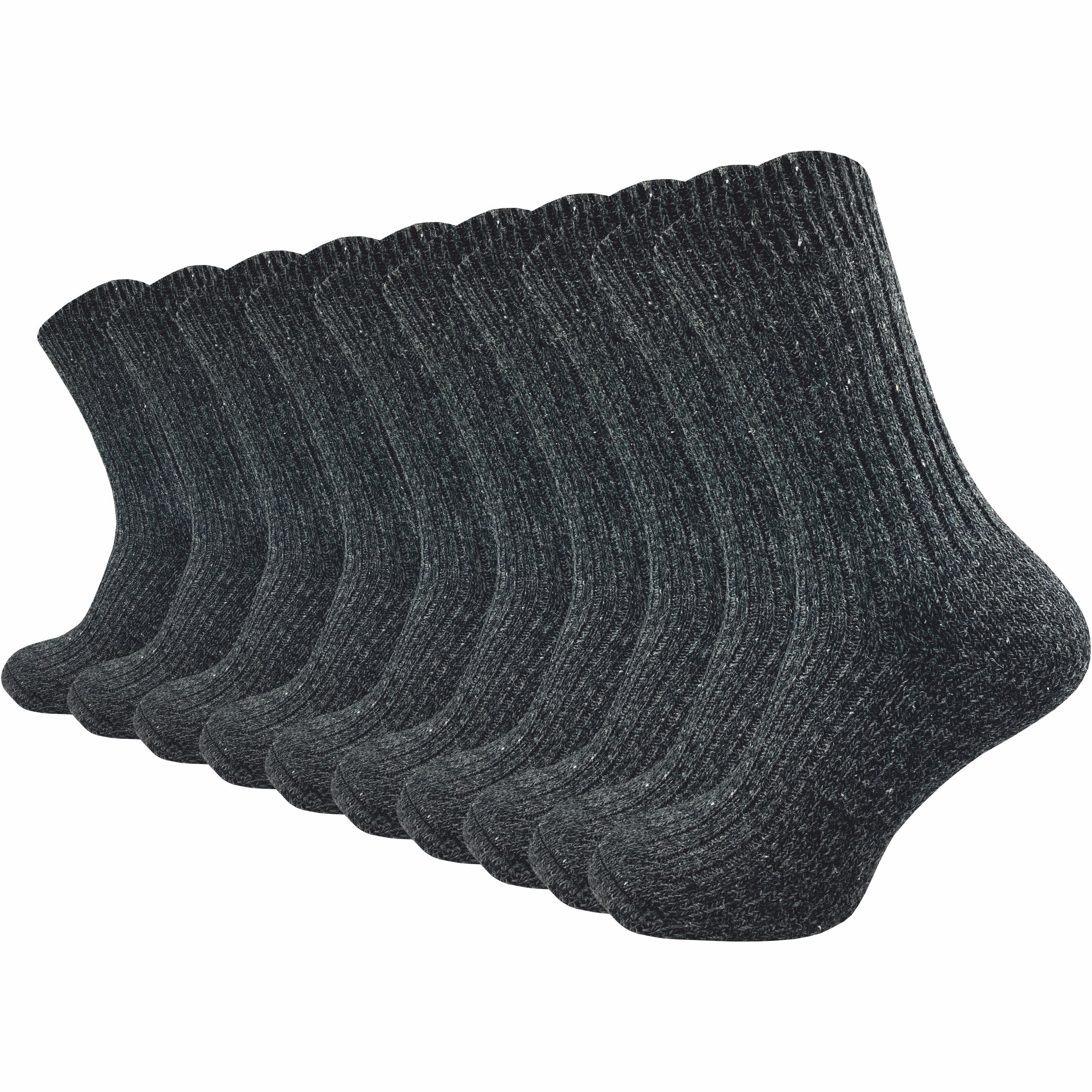 GAWILO Norwegersocken für warme Füße aus 70% Wolle - Thermosocke für Herren (10 Paar) Dickes Fersenpolster und Plüschsohle - Wintersocken gegen kalte Füße schwarz