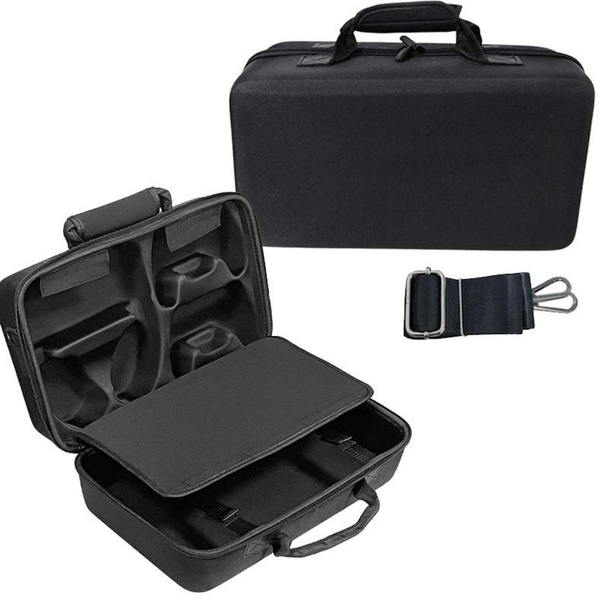 Wigento Für PS5 Slim Tragetasche Doppel-Layer mit Kopfhörerfach Schwarz Zubehör Drohne – Bild 3 von 5