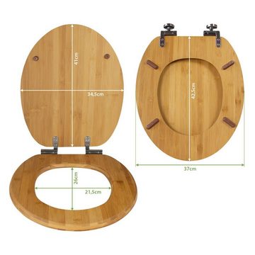 banjado WC-Sitz Bambus2 Motiv Sitzendes Erdmännchen (umweltfreundliches Material, integrierte Absenkautomatik), 44 x 38 x 5 cm