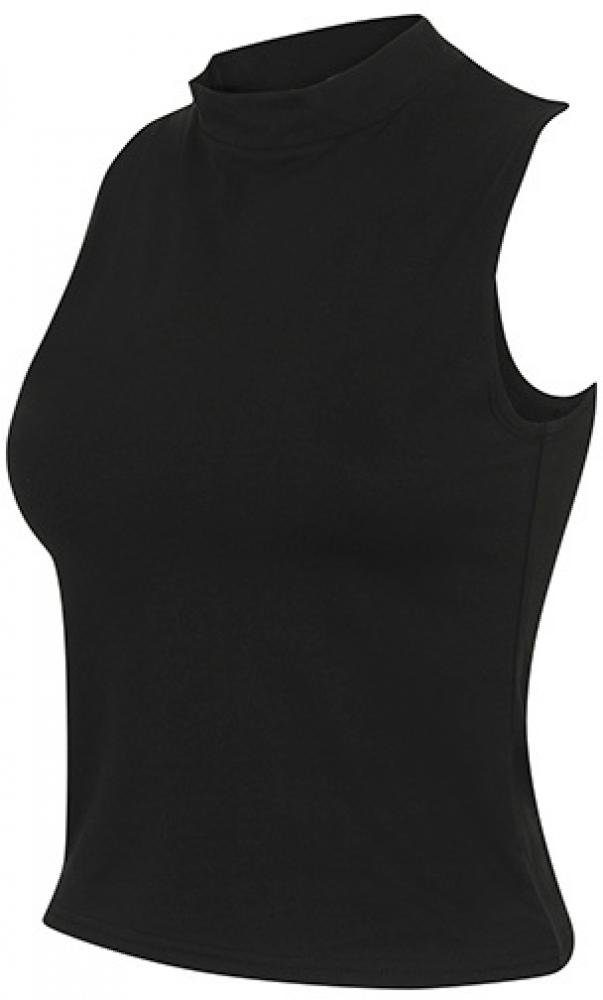 SF Women Tanktop Damen High Neck Crop Vest / Soft-Stretch Single-Jersey