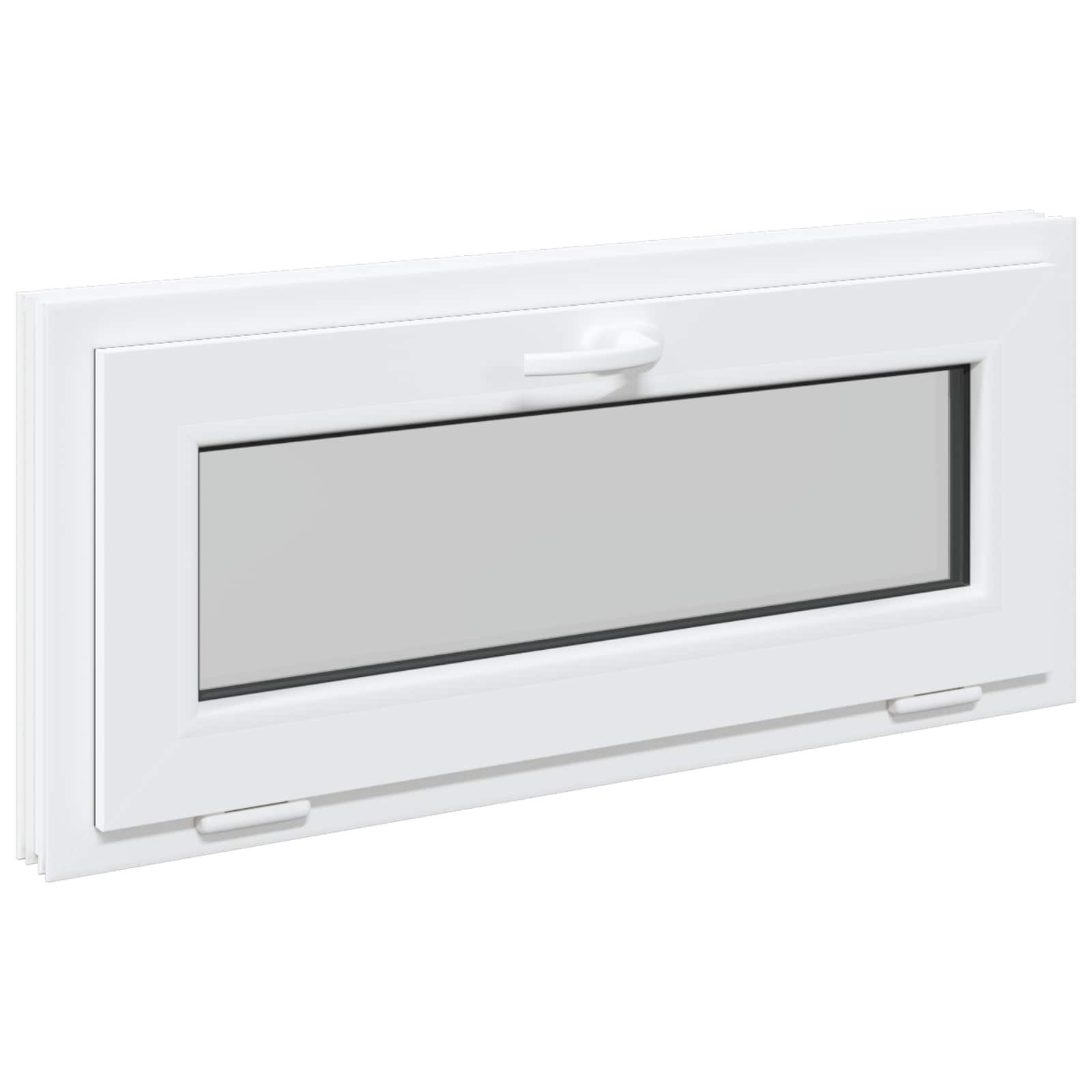 vidaXL Fenster Kellerfenster RISOR 90 x 40 cm PVC und Glas Weiß, (1 St)