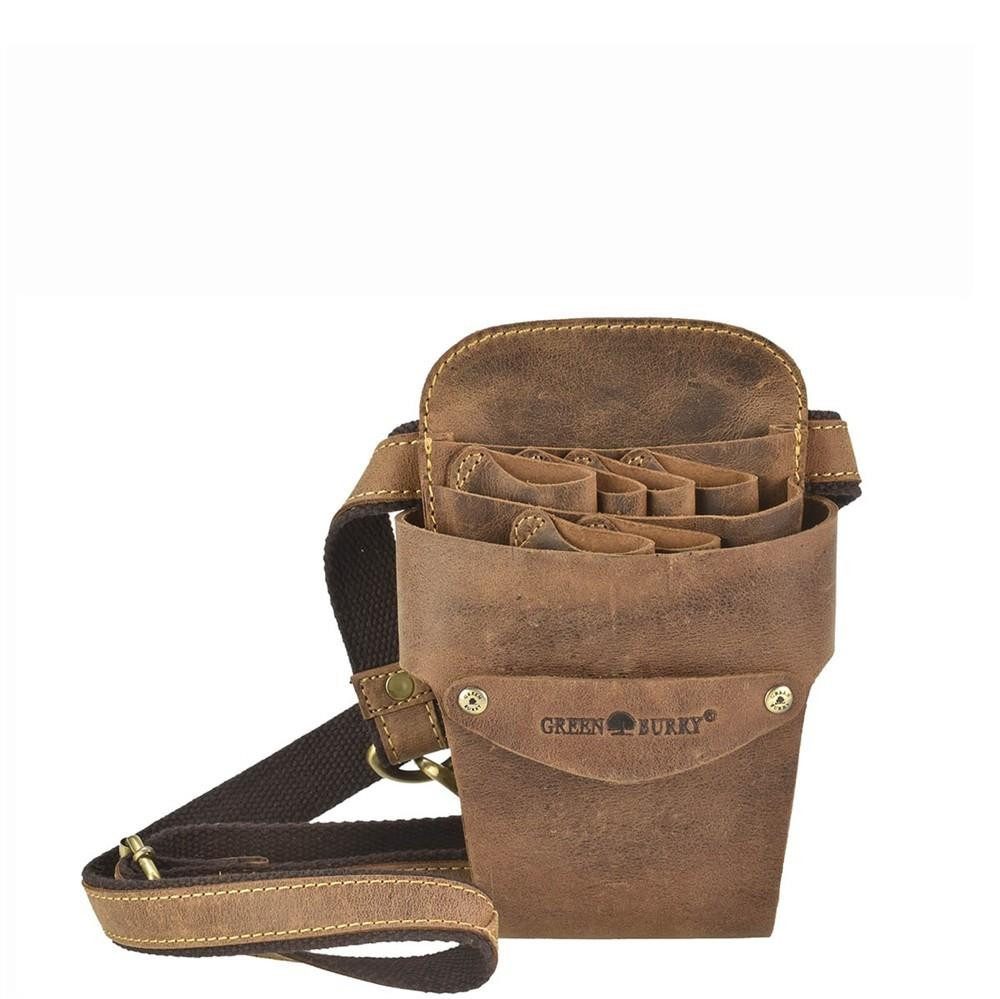 Greenburry Gürteltasche Frisuertasche Scherentasche Scherenholster rustikales Vintage Leder, Friseurtasche, Scherentasche, Vintage Leder antikbraun