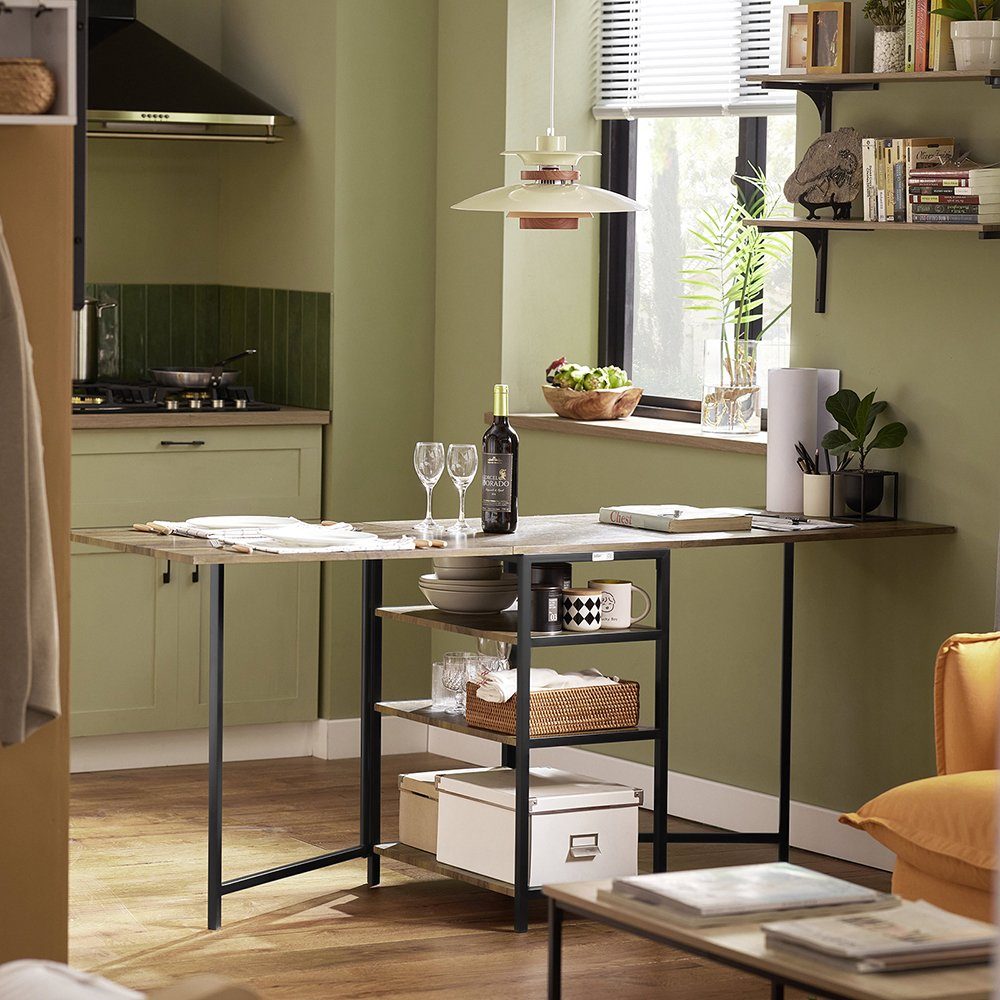 SoBuy Klapptisch FWT62, klappbarer Esszimmertisch mit 3 Ablagen Klapptisch Küchentisch
