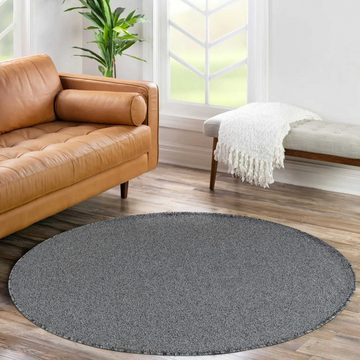 Teppich Unicolor - Einfarbig, Teppium, Rechteckig, Höhe: 11 mm, Einfarbig Kurzflor Teppich Wohnzimmer Grey Modern Rücken aus Filz