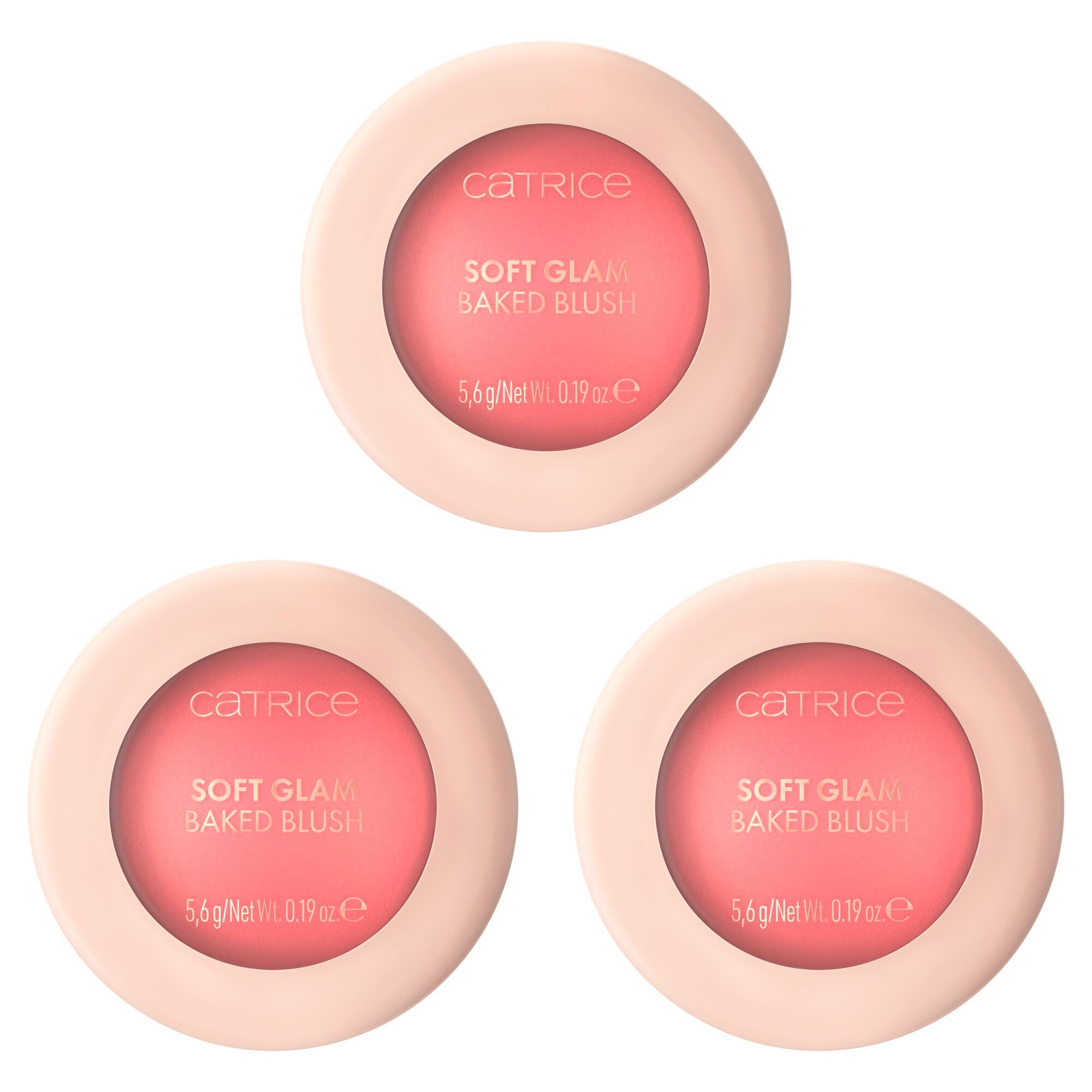 Catrice Rouge Soft Glam Baked Blush, 3-tlg., Lichtreflektierende Perlen für eine natürliche Ausstrahlung