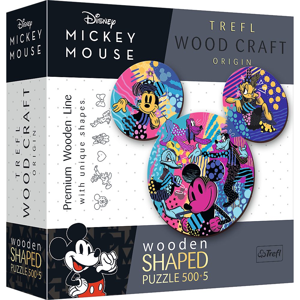 Trefl Puzzle Disney Mickey Mouse 500+5 Sonderform Holz Puzzle, 500 Puzzleteile, Made in Europe