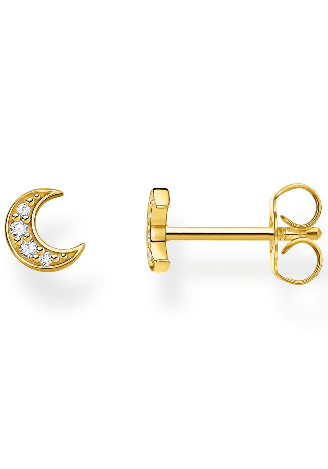 THOMAS SABO Single-Ohrstecker Mond gelbgoldfarben-weiß H2133-414-14, pavé Mond pavé Zirkonia gold, silber, H2133-051-14, mit (synth)