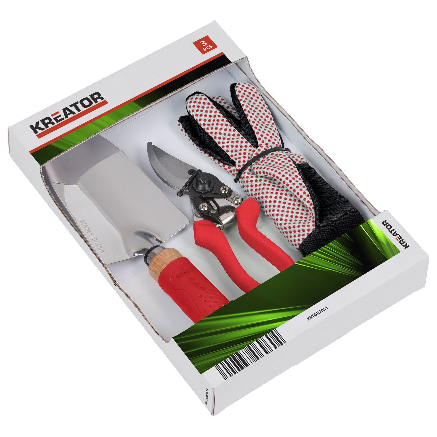 Kreator Gartenpflege-Set 3 teilig: Gartenschere, Gartenhandschuhe günstig online kaufen