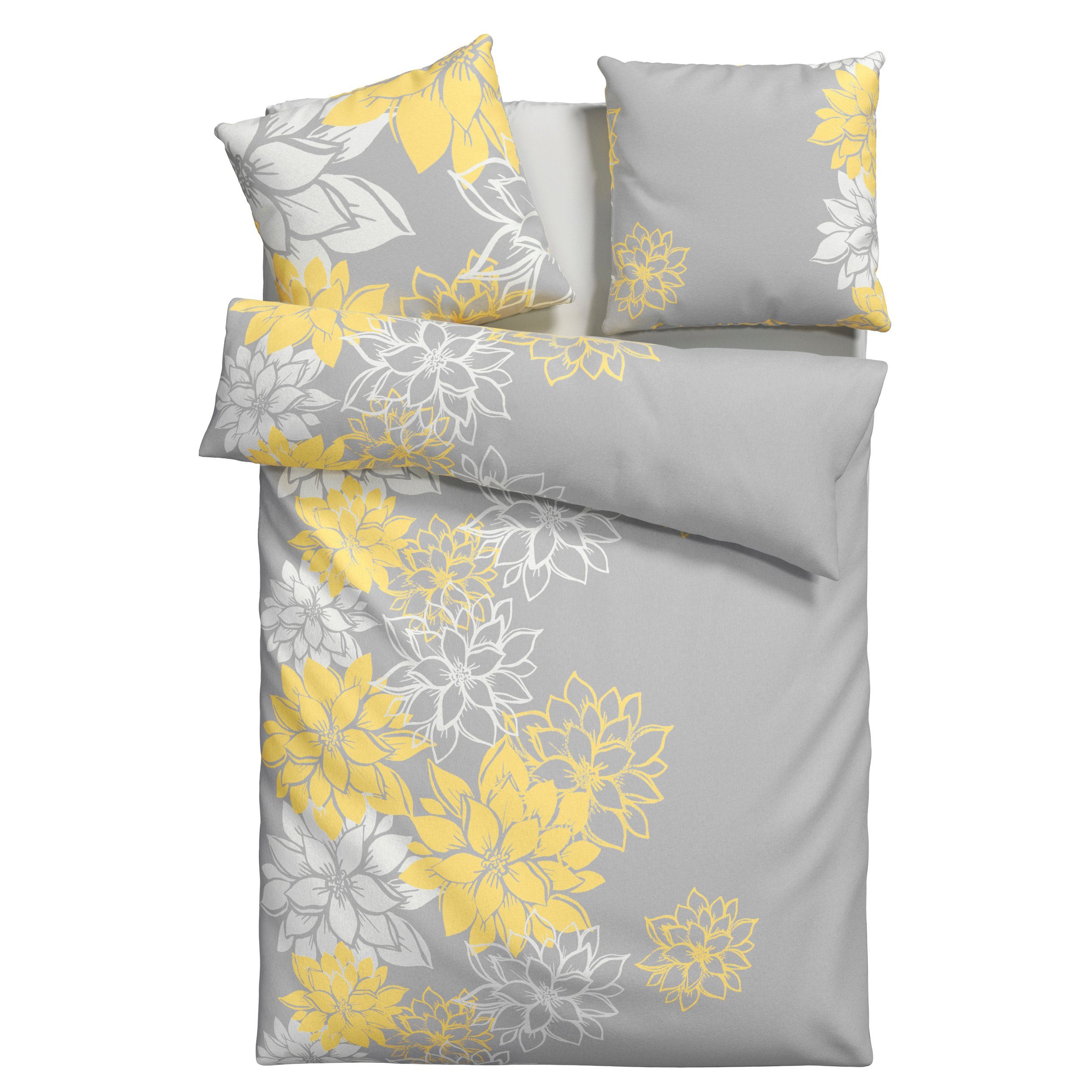 OTTO home Bettwäsche Susan in Gr. 135x200 oder 155x220 cm, Biber, 2 teilig, in verschiedenen Qualitäten, romantische Bettwäsche mit Blumen