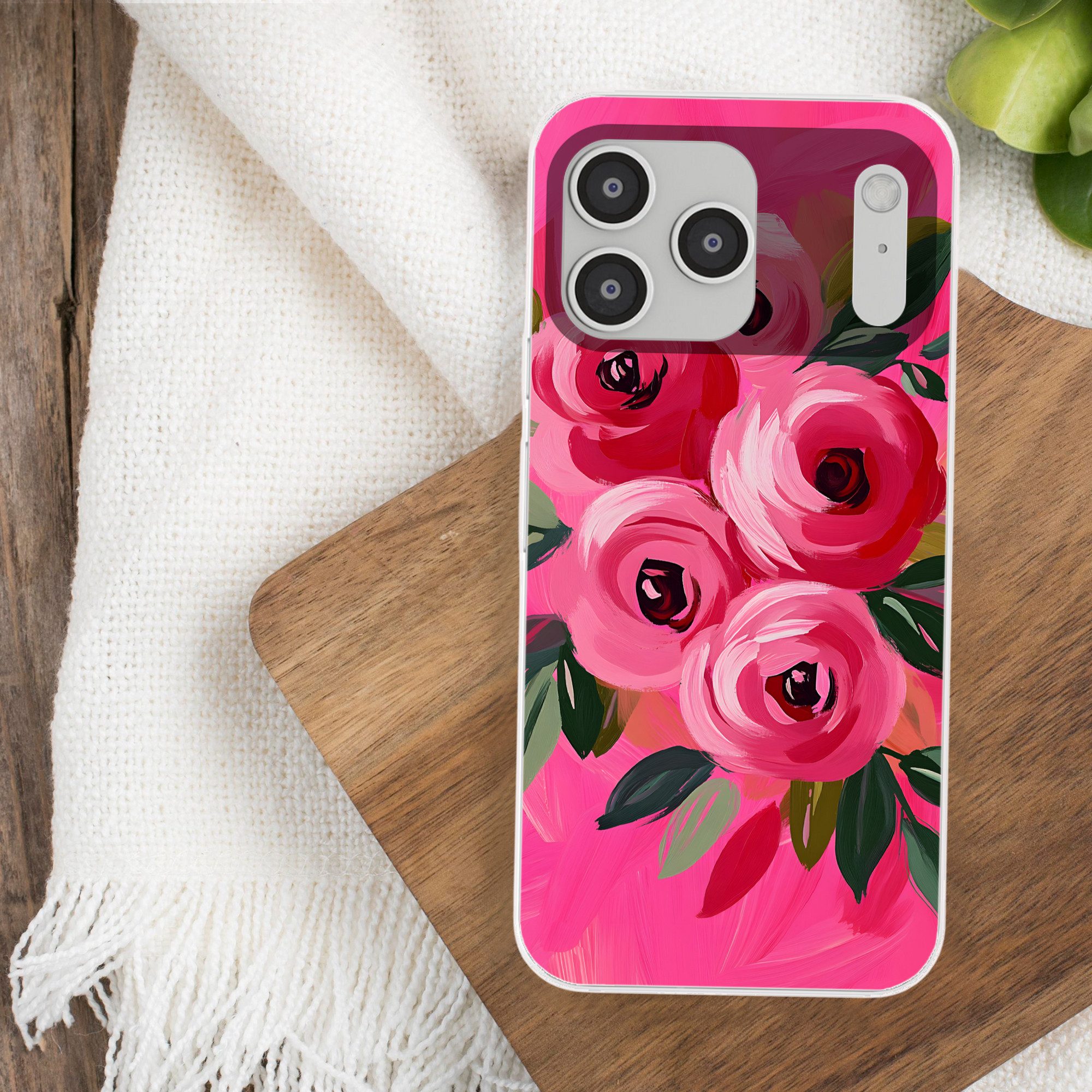 MuchoWow Handyhülle für Apple iPhone 17 Pro Max Blumen - Farbe - Rosa, Smartphone-Bumper, Print, Handy Schutzhülle Dünn