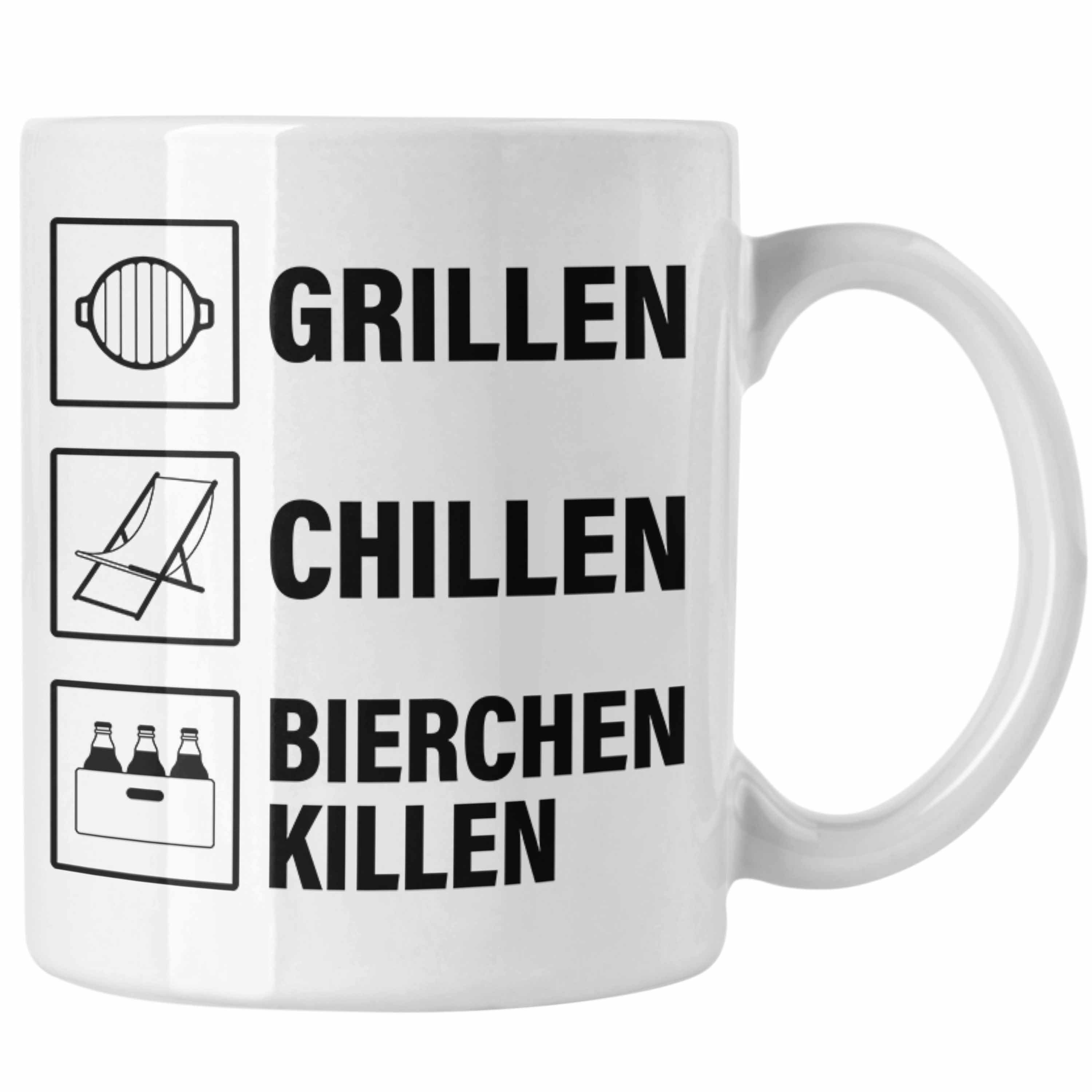 Trendation Tasse Trendation - Grill Tasse Geschenk Männer Steak Liebhaber Grillen Geschenkidee Vater BBQ Weiss