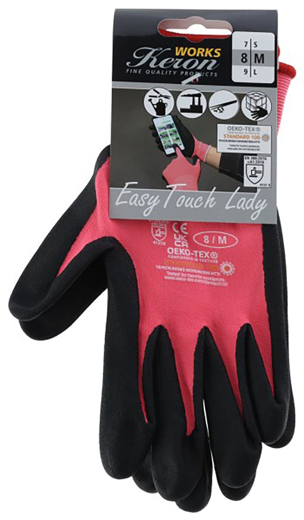 Touchscreenhandschuh EasyTouch, Kerbl Lady, 8/M, 297958 3x pink, Arbeitshandschuhe Gr.
