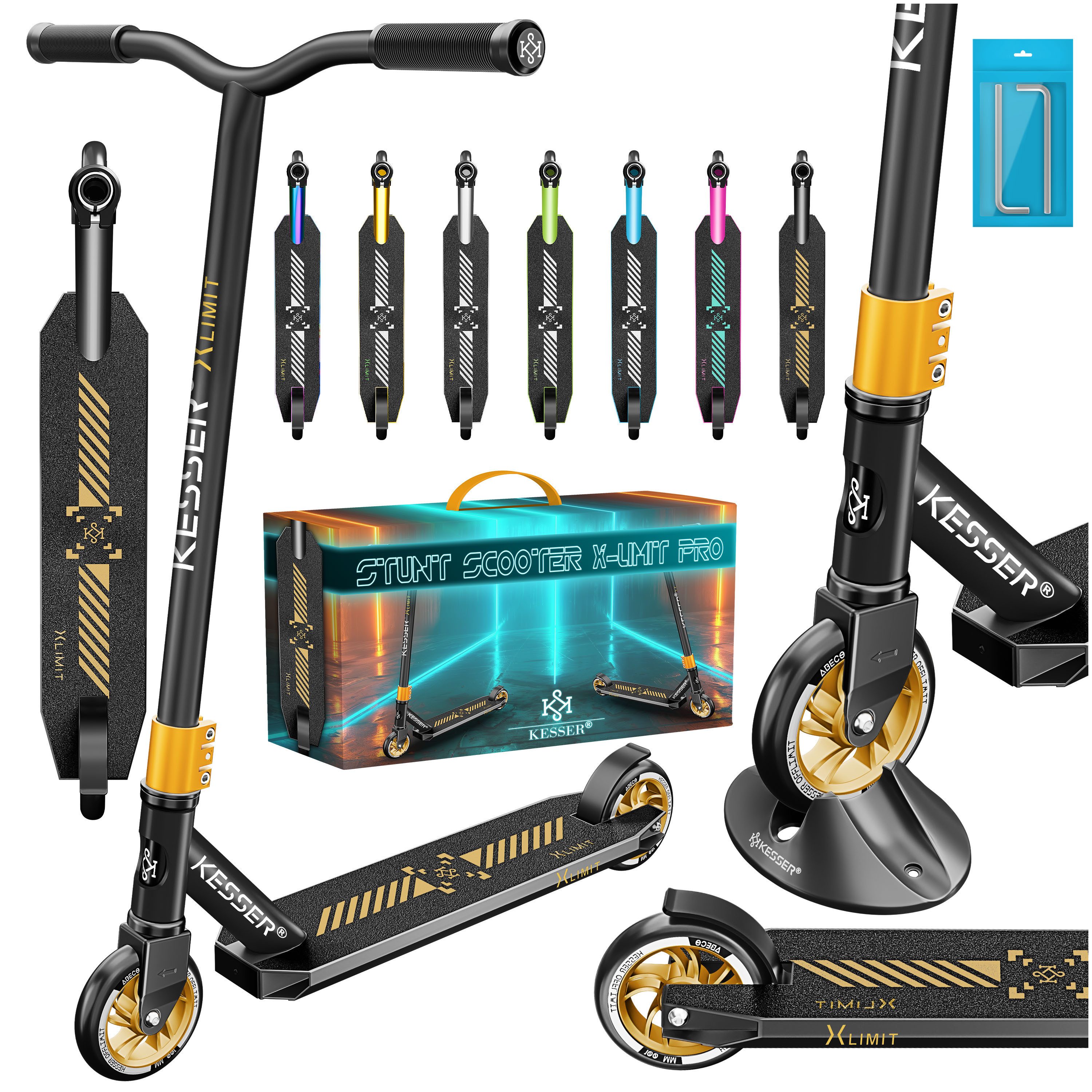KESSER Scooter, Stunt Scooter X-Limit-Pro 360° Lenkung Funscooter Stuntscooter
