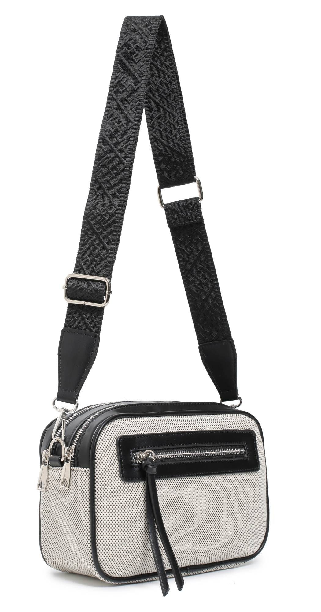 Schultertasche Damen Tasche Crossbody Canvas Umhängetasche Brusttasche Leder Optik