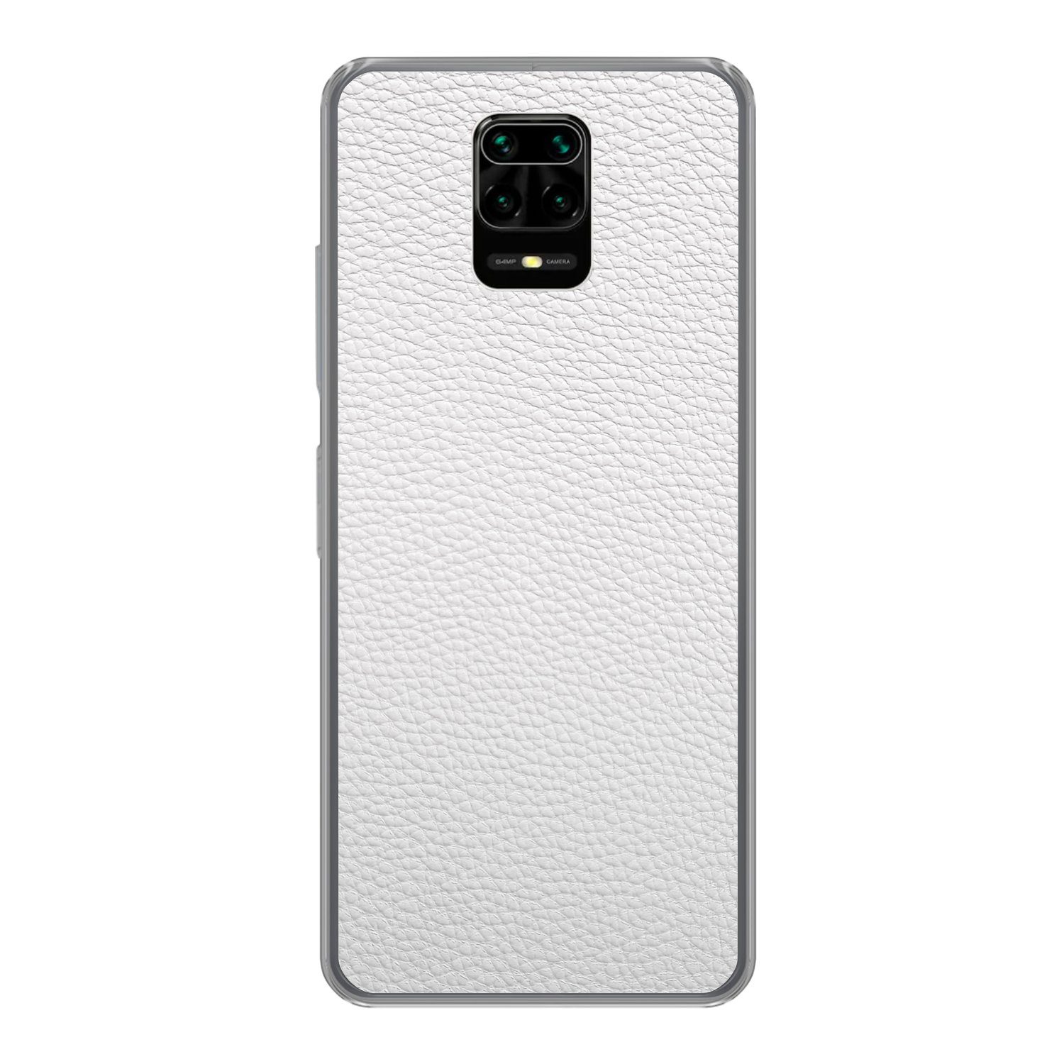 MuchoWow Handyhülle für Xiaomi Redmi Note 9 Pro Leder - Strukturiert - Leder-Optik - Weiß, Phone Case, Silikon, Schutzhülle Dünn