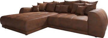 DELIFE Ecksofa Violetta, Lederimitat Braun 300 x 220 cm Recamiere variabel