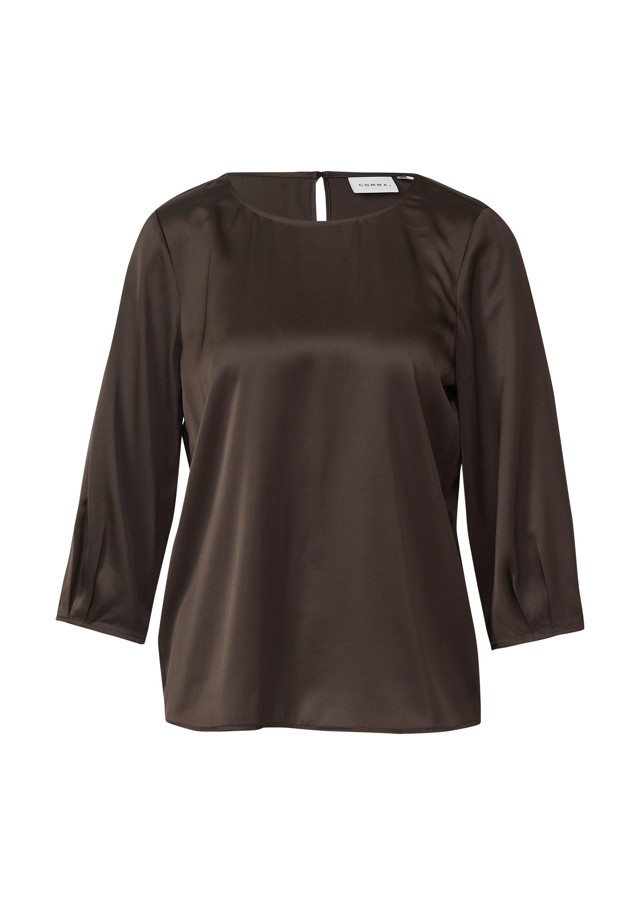comma Kurzarmbluse Bluse Satinbluse mit 3/4-Ärmeln