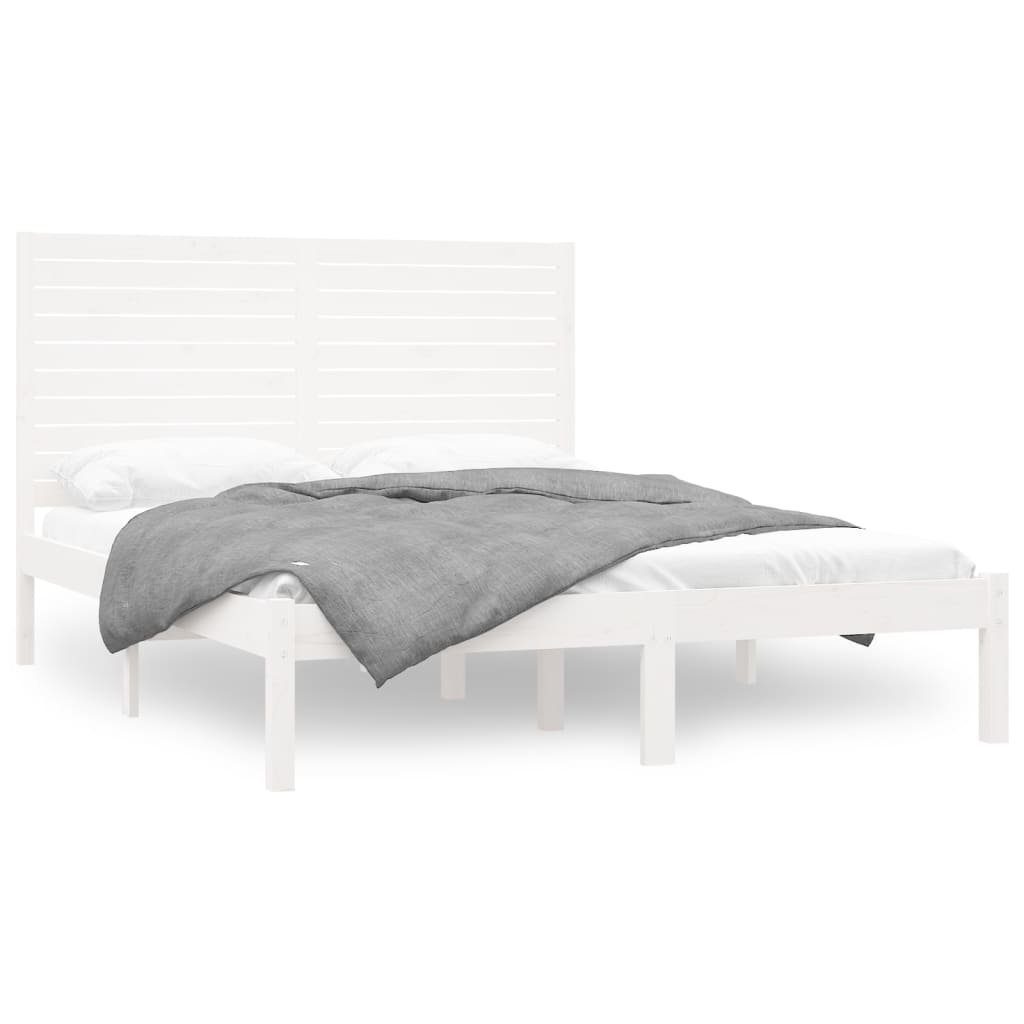 vidaXL Bettgestell 140 x 200 cm Massivholzbett Weiß 140x200 cm Bett Bettrahmen Bettgestel